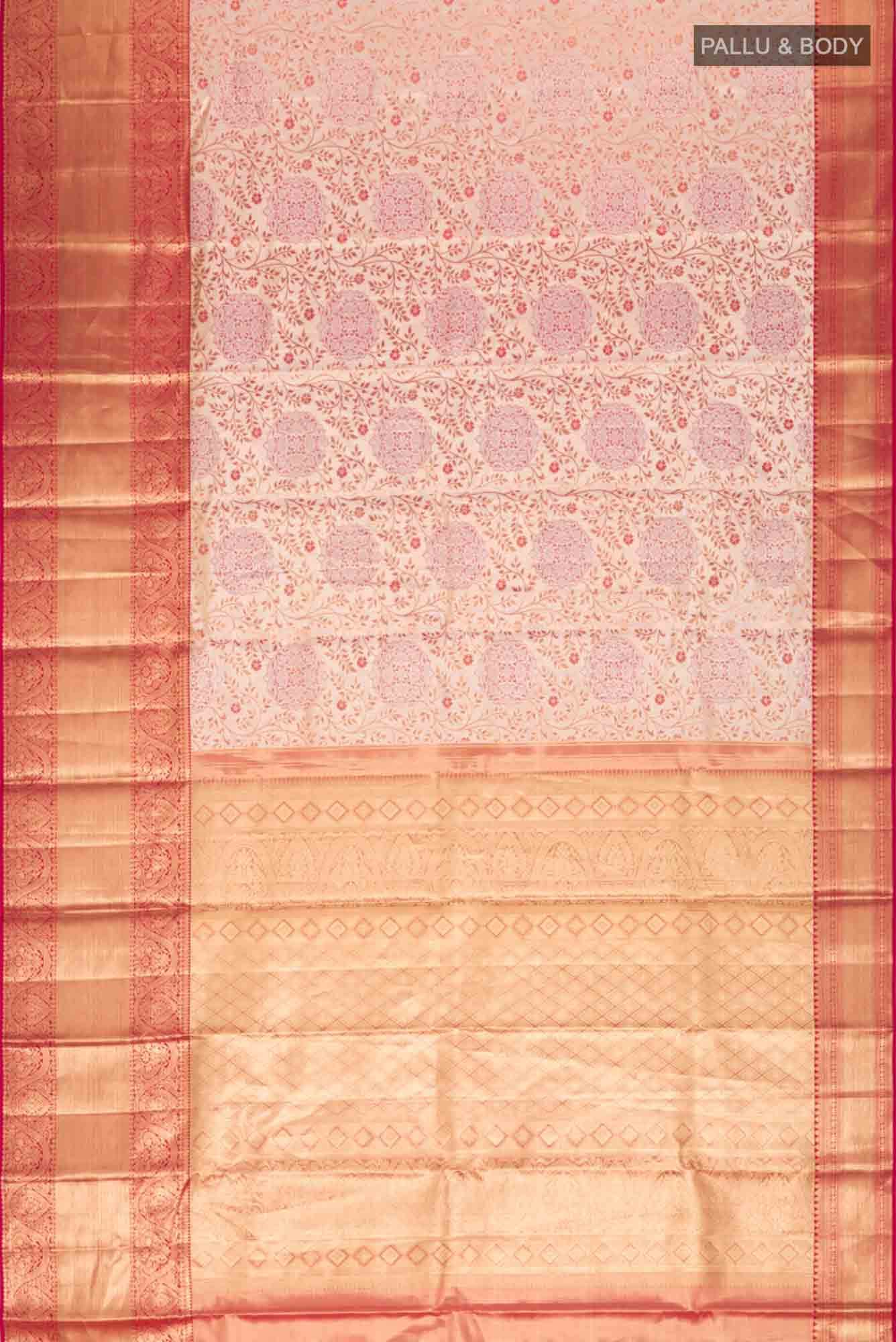 Gold with Red Dual Tone Kanchipuram Tissue Silk Saree