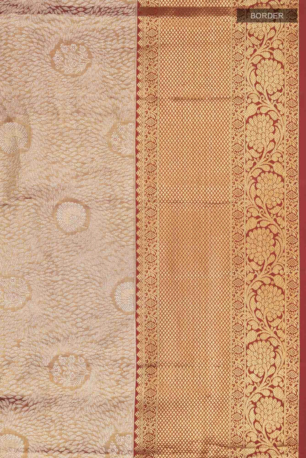 Gold with Red Dual Tone Kanchipuram Tissue Silk Saree