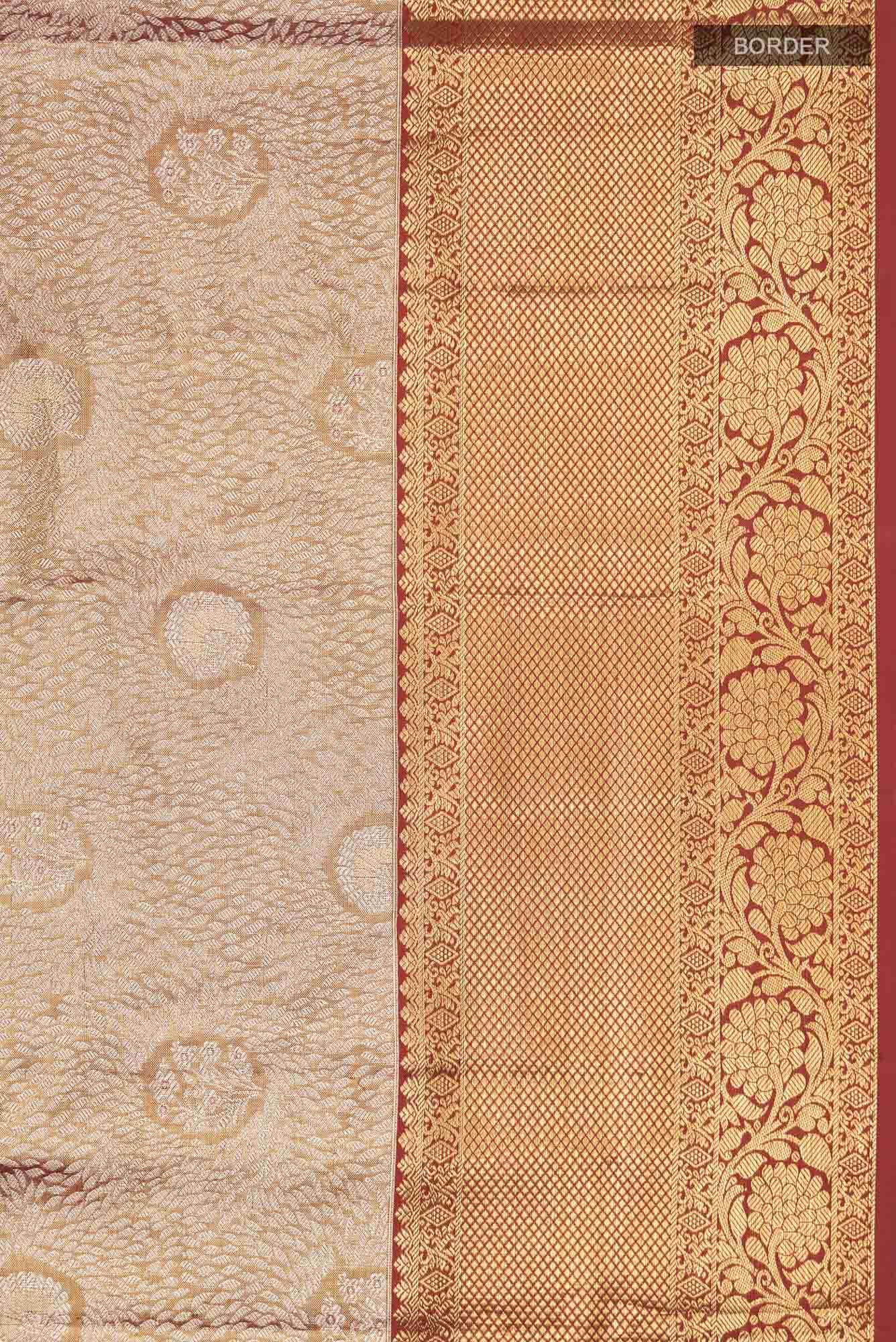 Gold with Red Dual Tone Kanchipuram Tissue Silk Saree