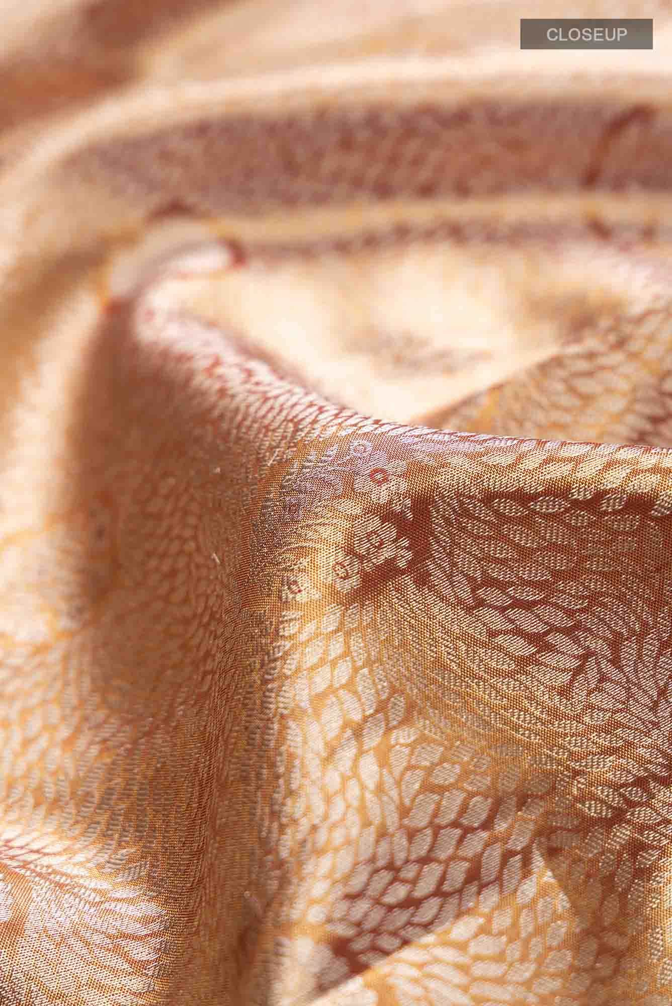 Gold with Red Dual Tone Kanchipuram Tissue Silk Saree