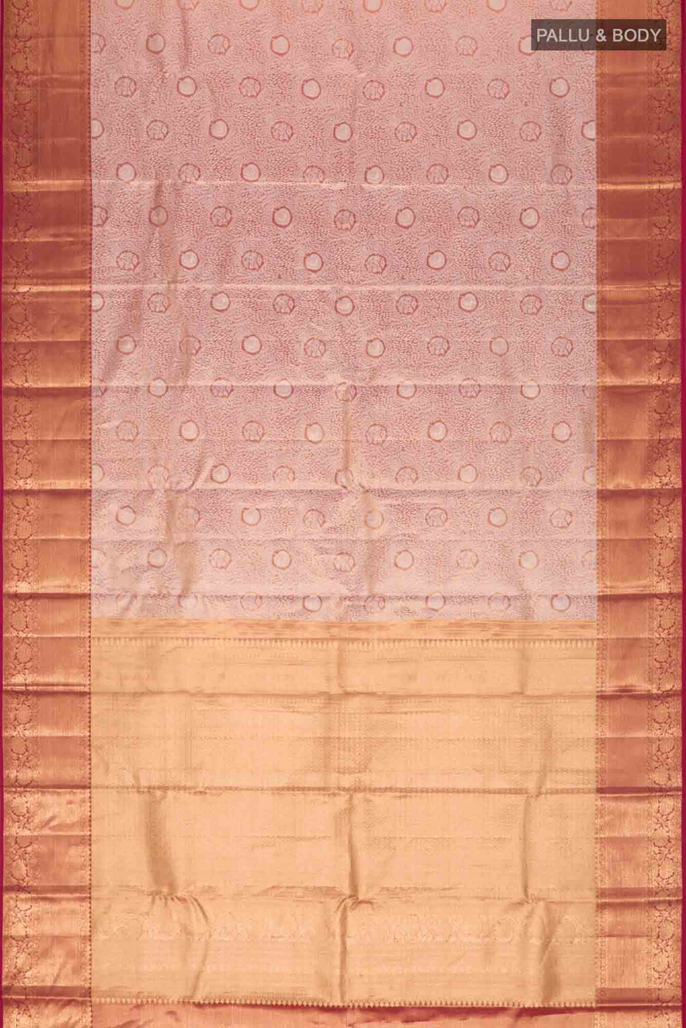 Gold with Red Dual Tone Kanchipuram Tissue Silk Saree