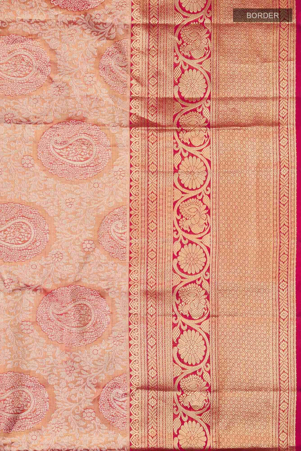Gold withRed Dual Tone Kanchipuram Tissue Silk Saree