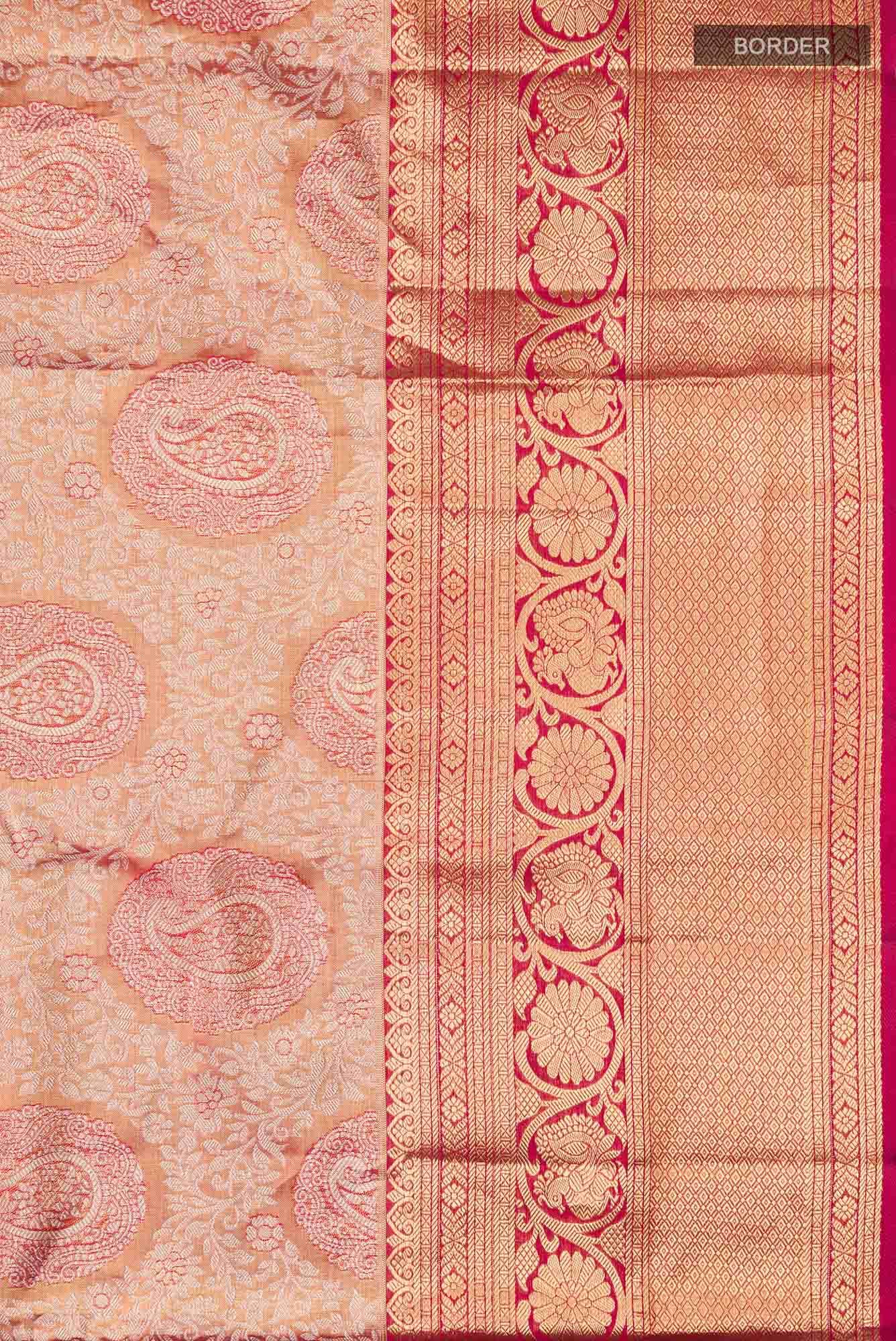 Gold withRed Dual Tone Kanchipuram Tissue Silk Saree