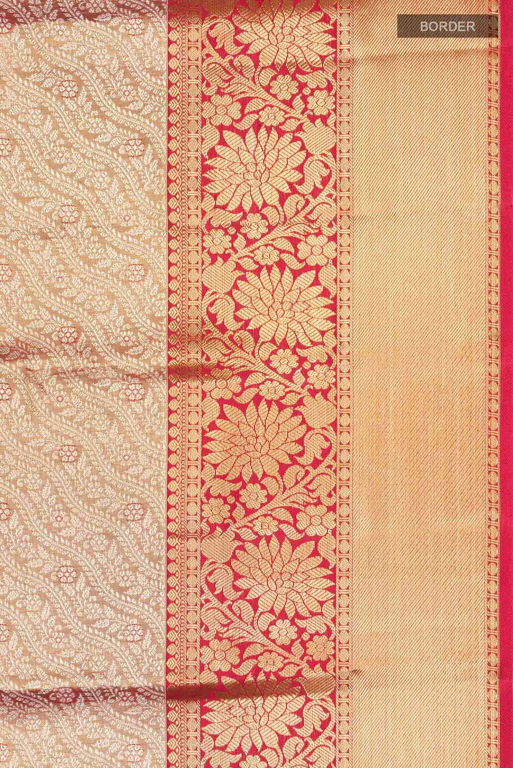 Gold with Red Dual Tone Kanchipuram Tissue Silk Saree