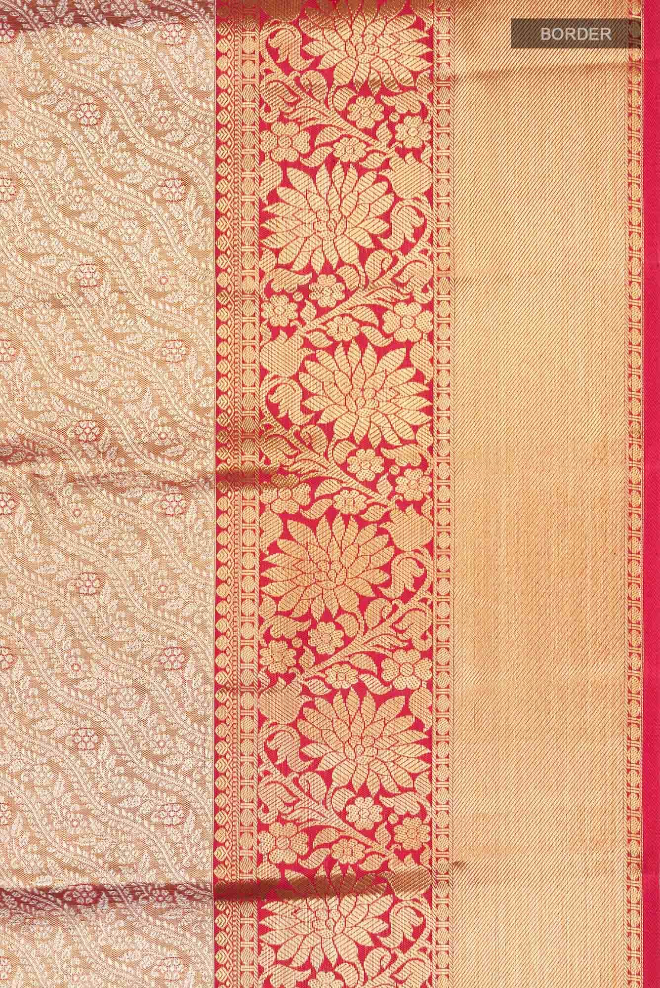 Gold with Red Dual Tone Kanchipuram Tissue Silk Saree