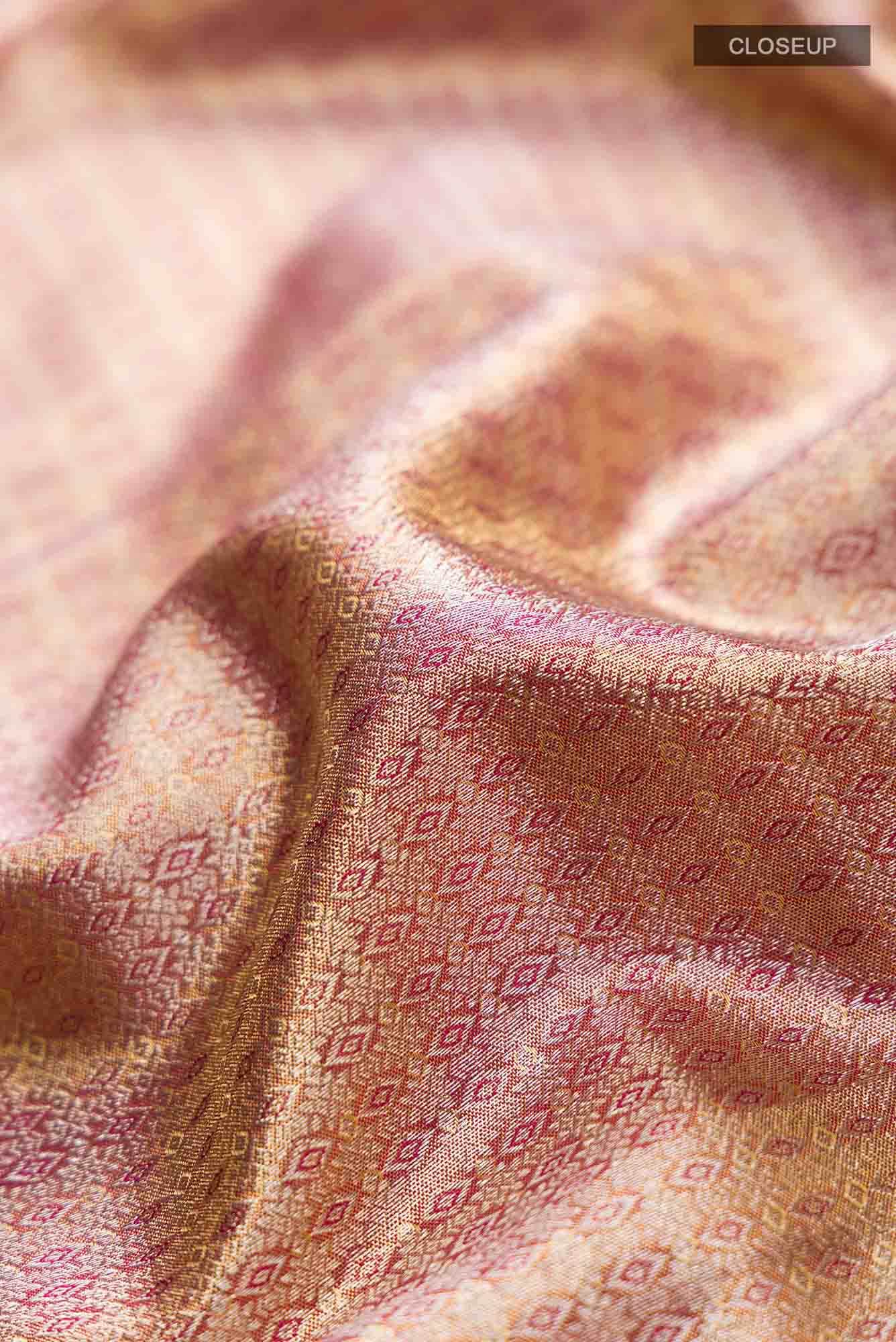 Gold with Maroon Dual Tone Kanchipuram Tissue Silk Saree