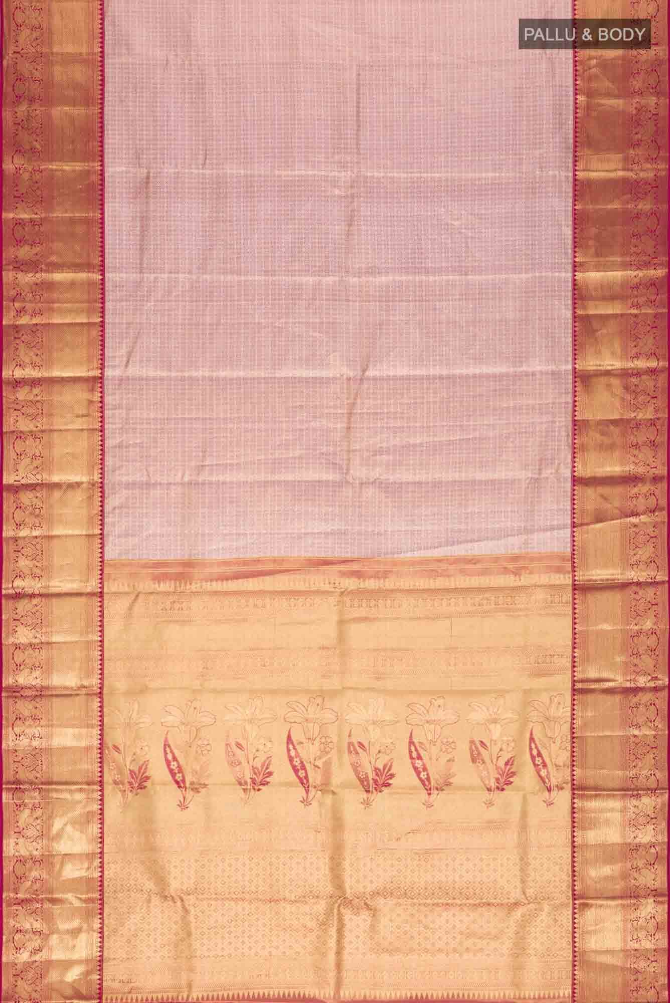 Gold with Maroon Dual Tone Kanchipuram Tissue Silk Saree