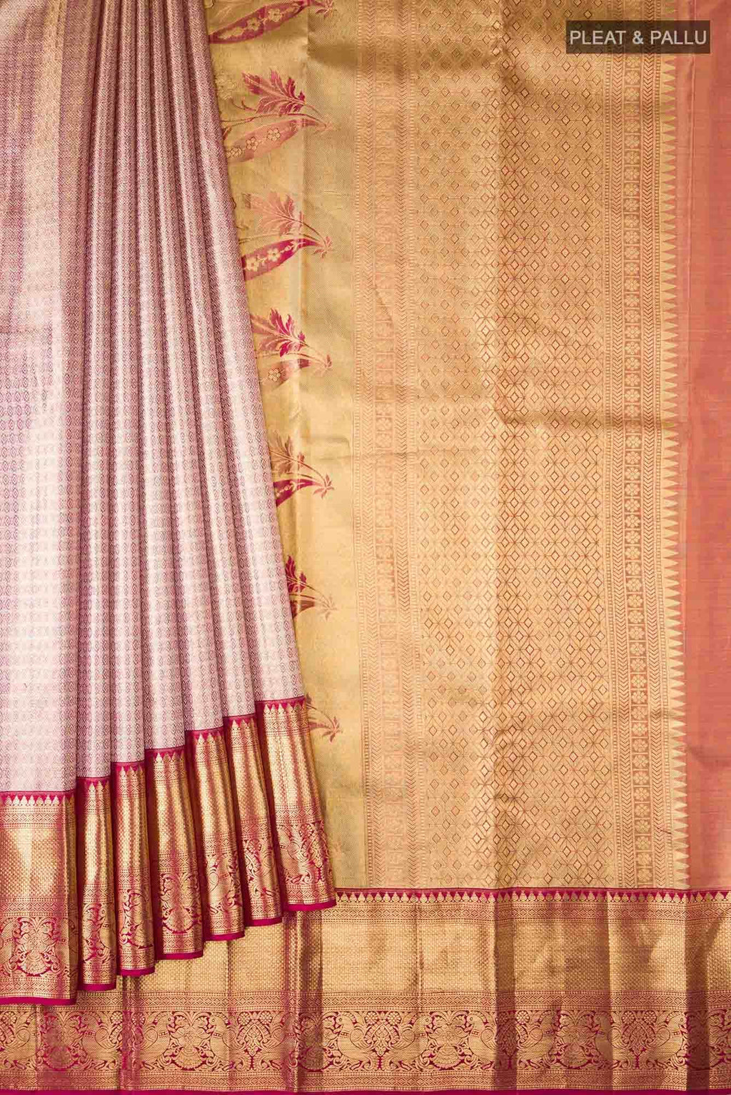 Gold with Maroon Dual Tone Kanchipuram Tissue Silk Saree