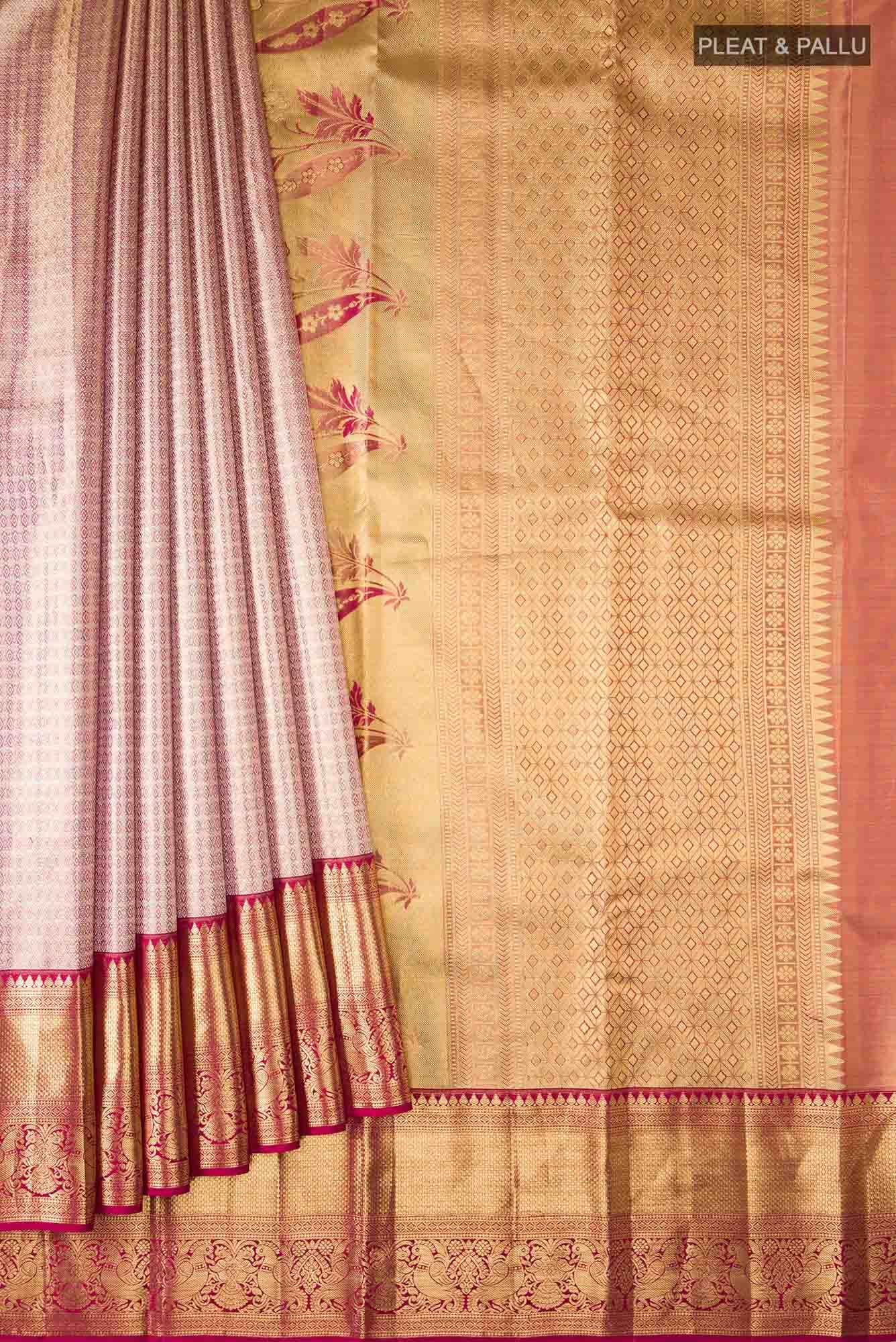 Gold with Maroon Dual Tone Kanchipuram Tissue Silk Saree