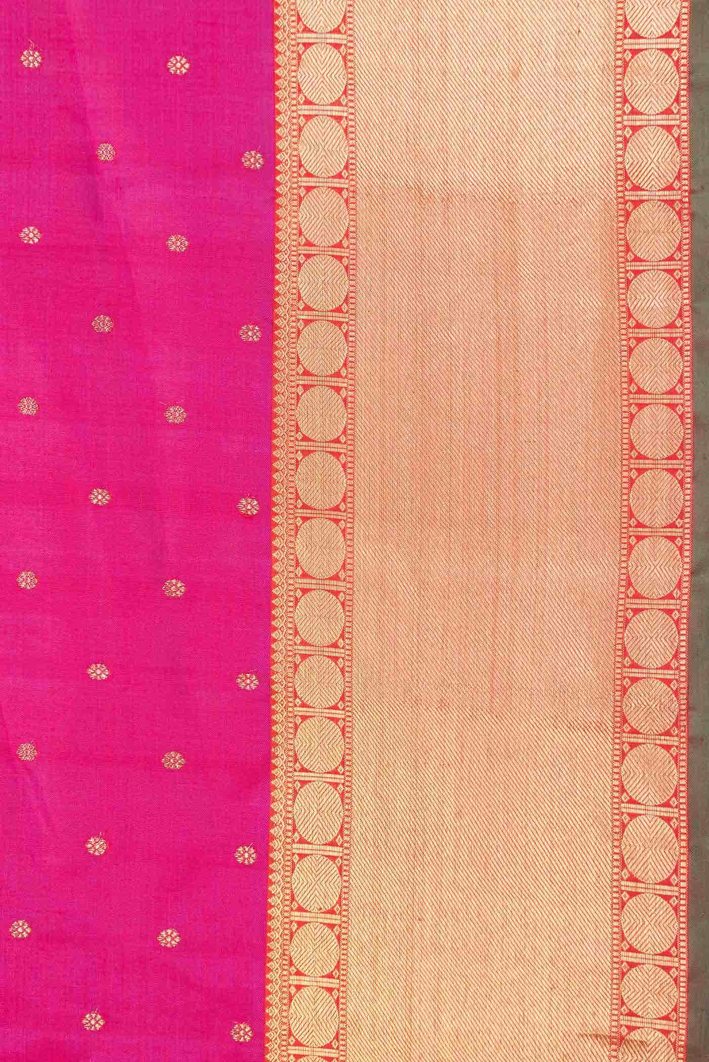 Pure Silk Pure Zari Rani Pink Dual Tone Kanchipuram Saree