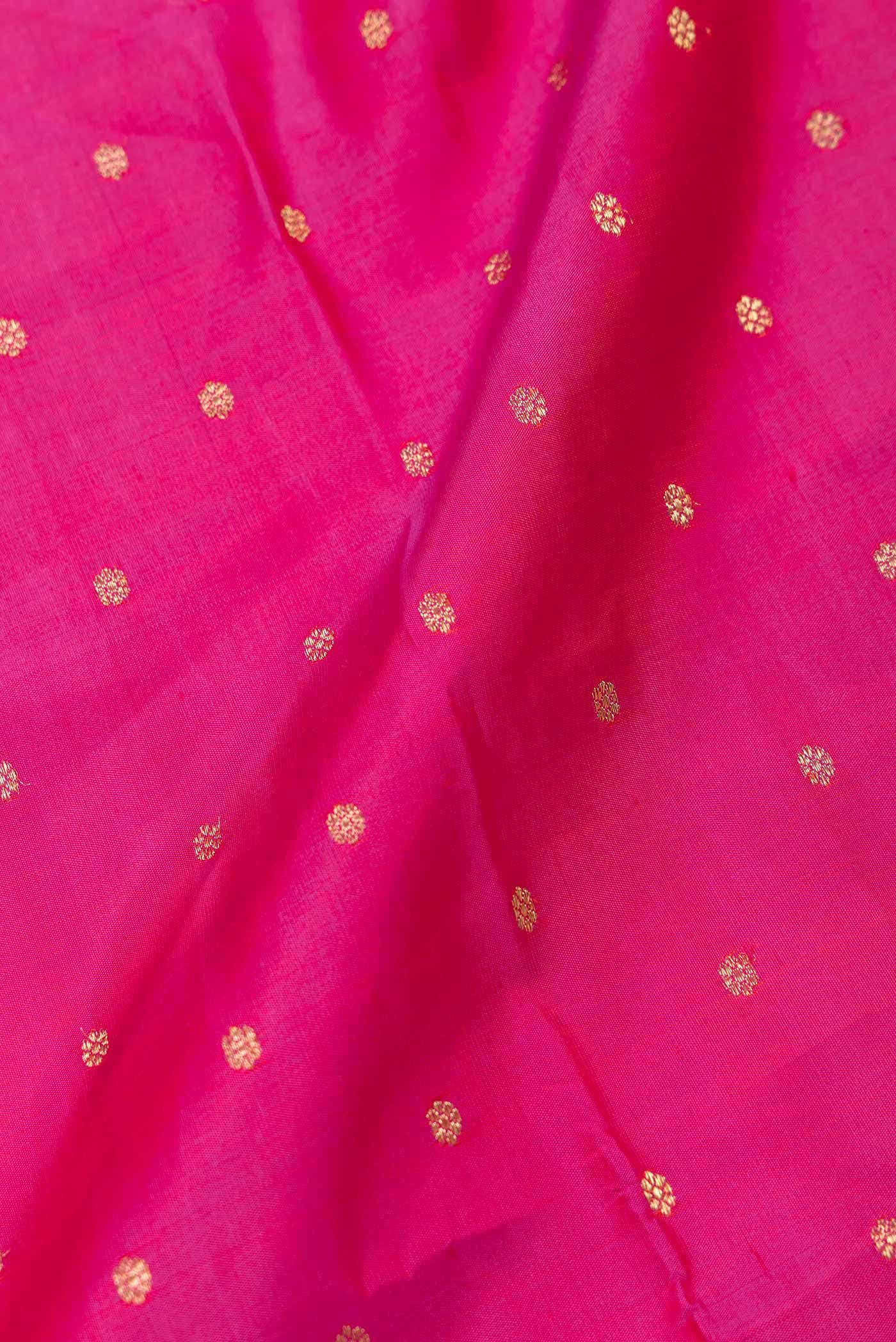 Pure Silk Pure Zari Rani Pink Dual Tone Kanchipuram Saree