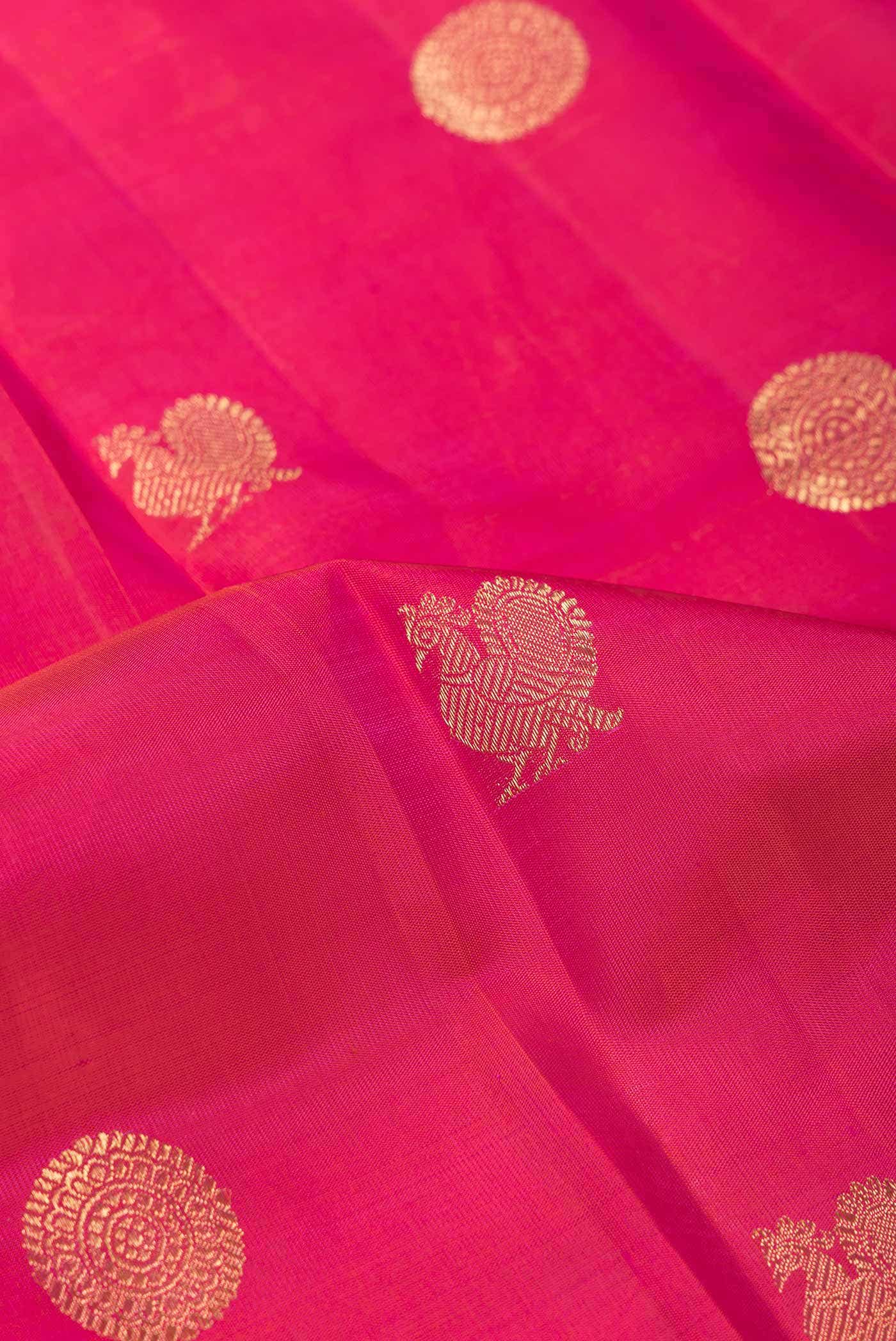 Pure Silk Pure Zari Pink Dual Tone Kanchipuram Saree