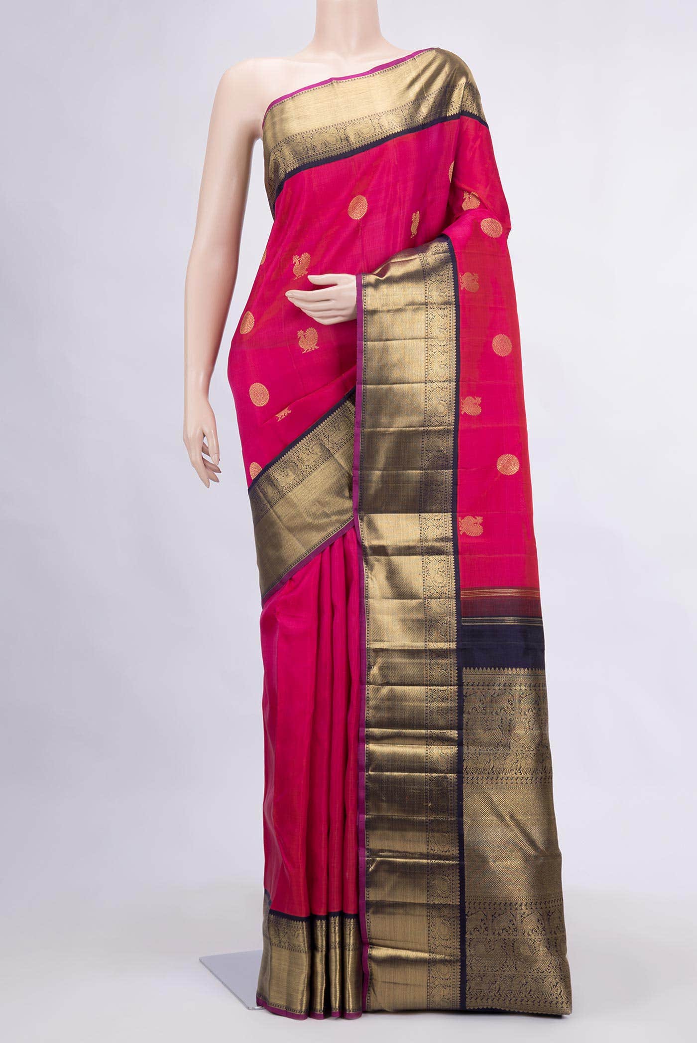 Pure Silk Pure Zari Pink Dual Tone Kanchipuram Saree