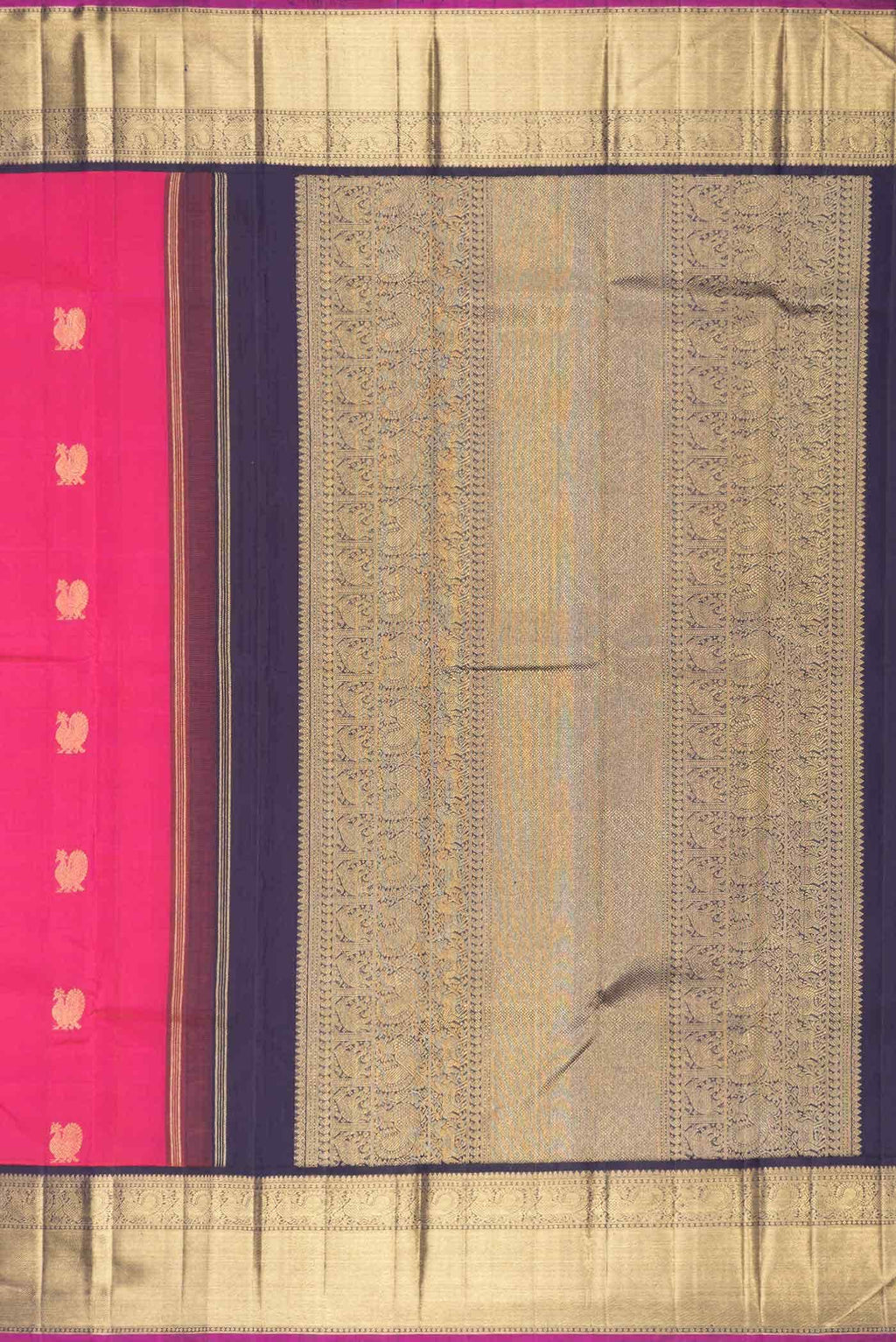 Pure Silk Pure Zari Pink Dual Tone Kanchipuram Saree