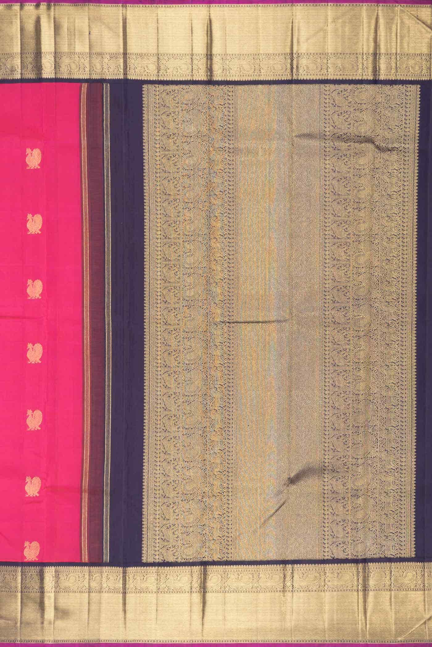 Pure Silk Pure Zari Pink Dual Tone Kanchipuram Saree
