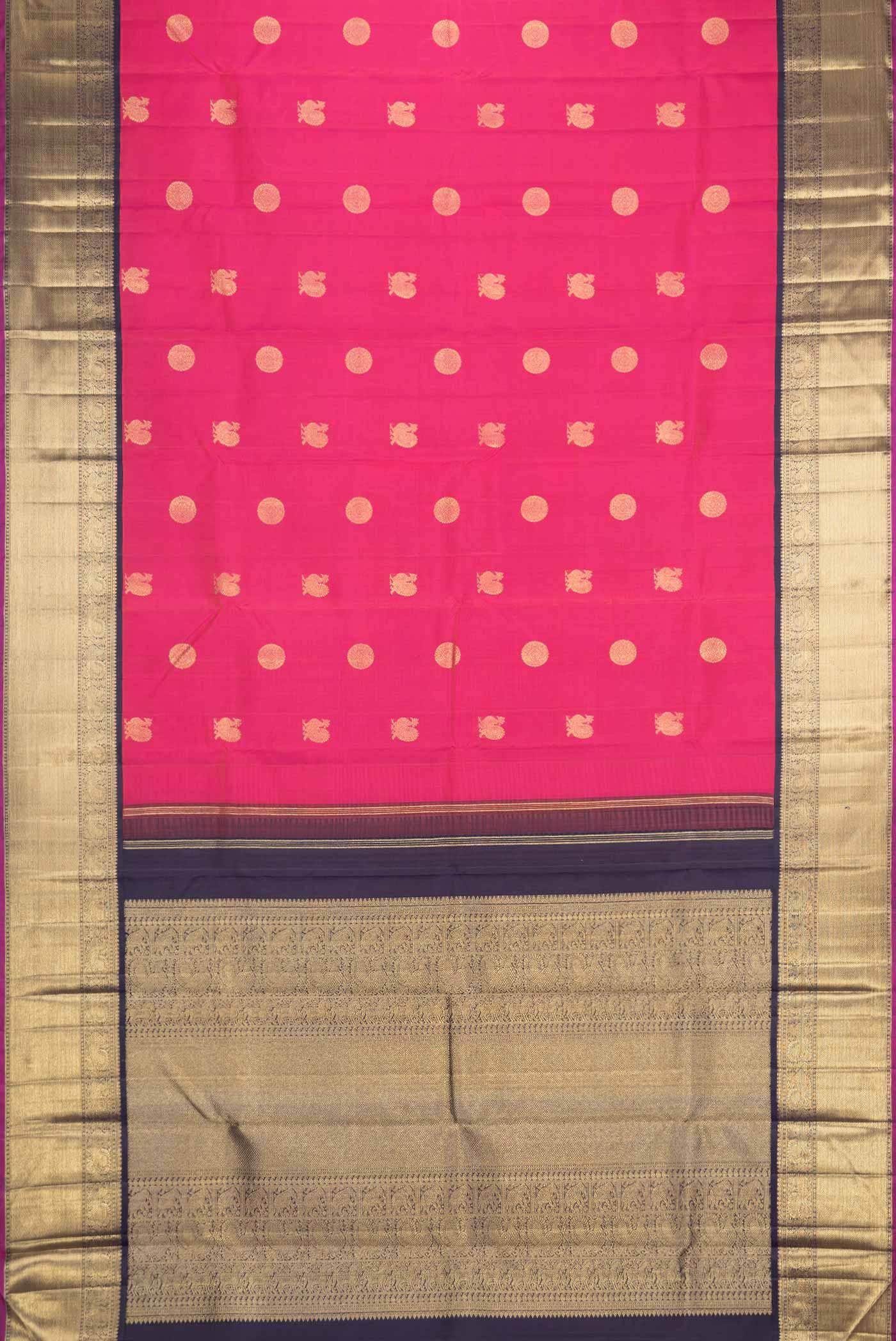 Pure Silk Pure Zari Pink Dual Tone Kanchipuram Saree