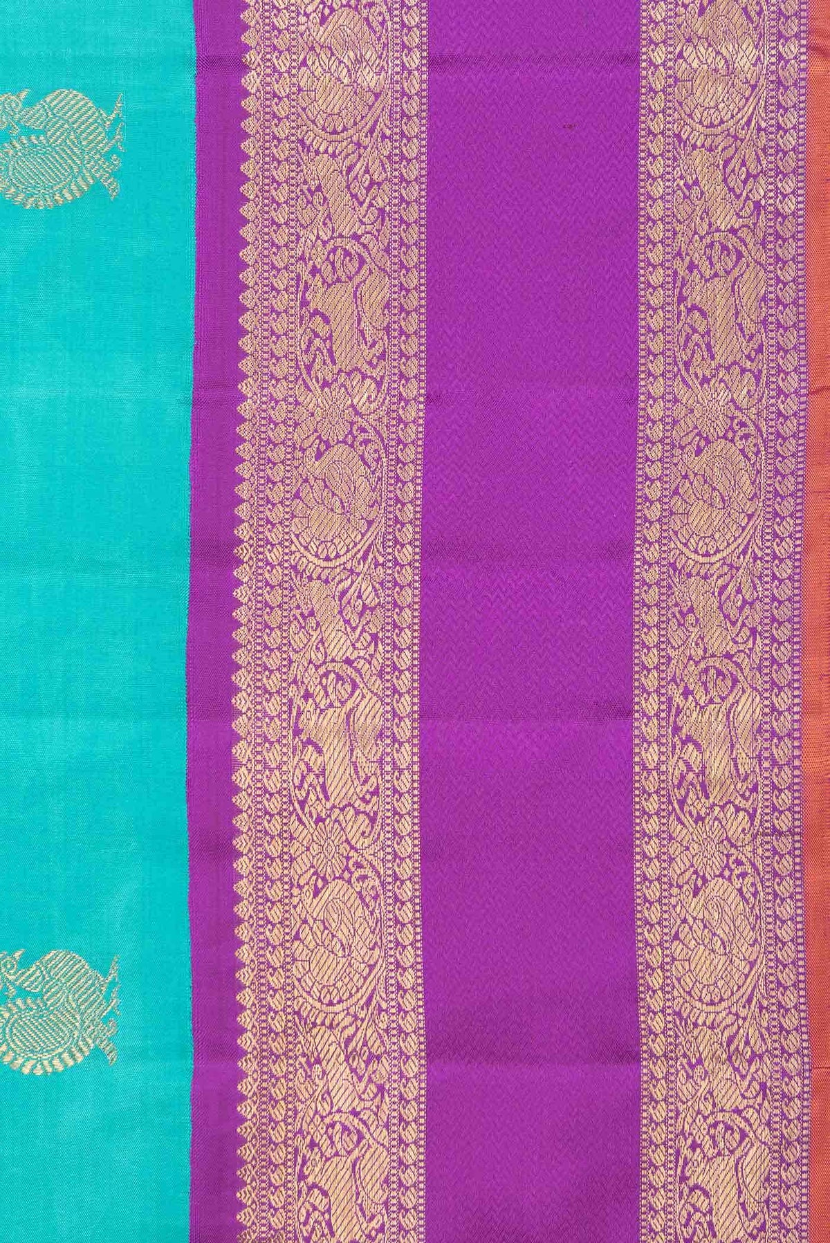 Pure Silk Pure Zari Sky Blue Dual Tone Kanchipuram Saree