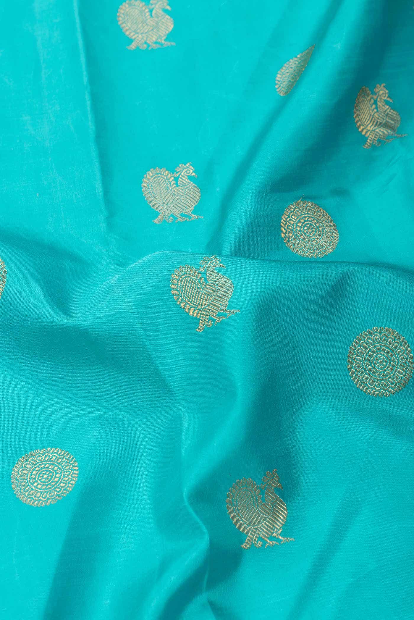 Pure Silk Pure Zari Sky Blue Dual Tone Kanchipuram Saree