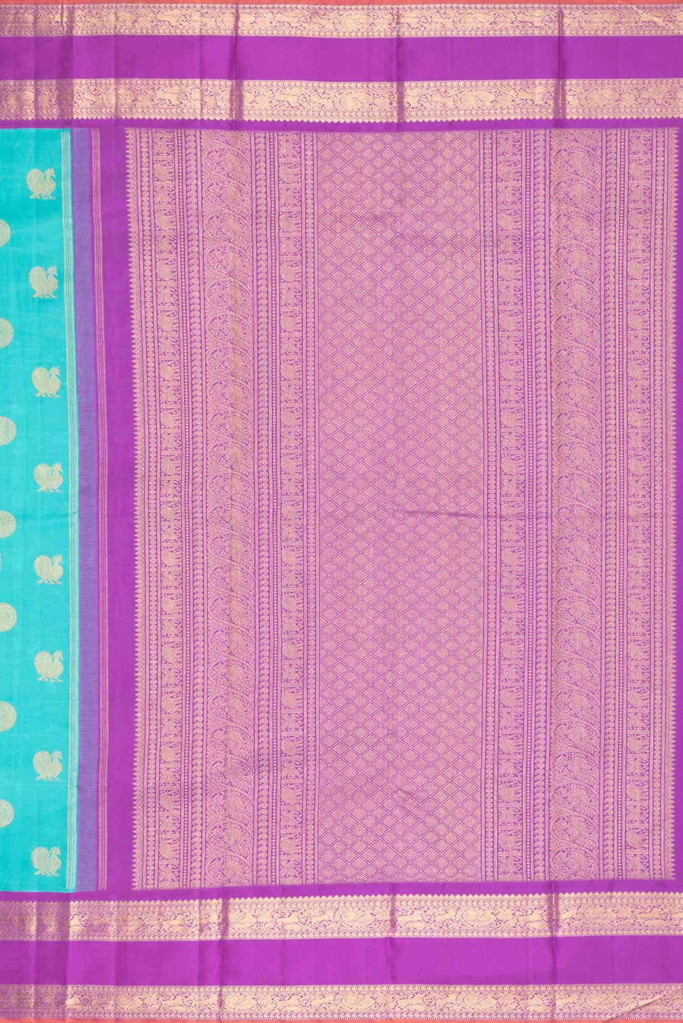 Pure Silk Pure Zari Sky Blue Dual Tone Kanchipuram Saree