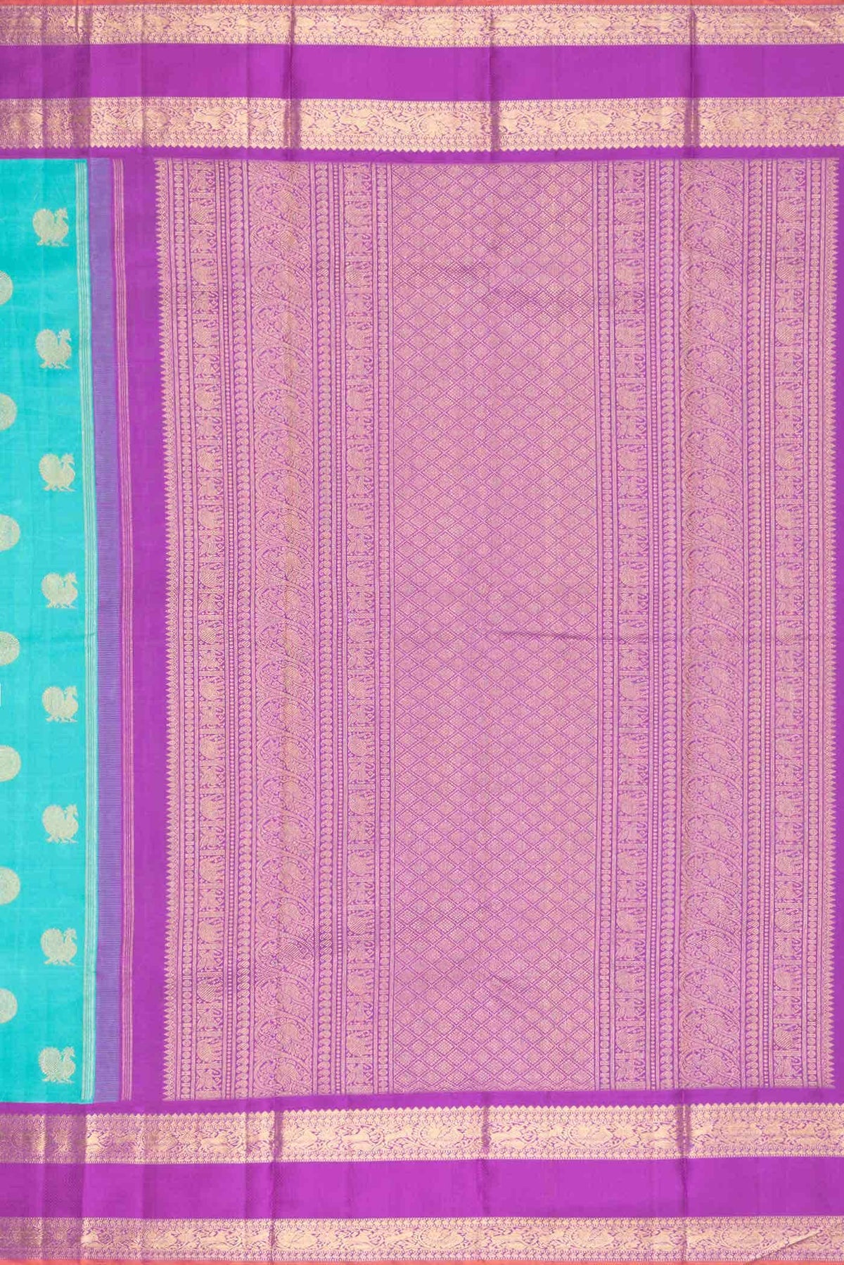 Pure Silk Pure Zari Sky Blue Dual Tone Kanchipuram Saree