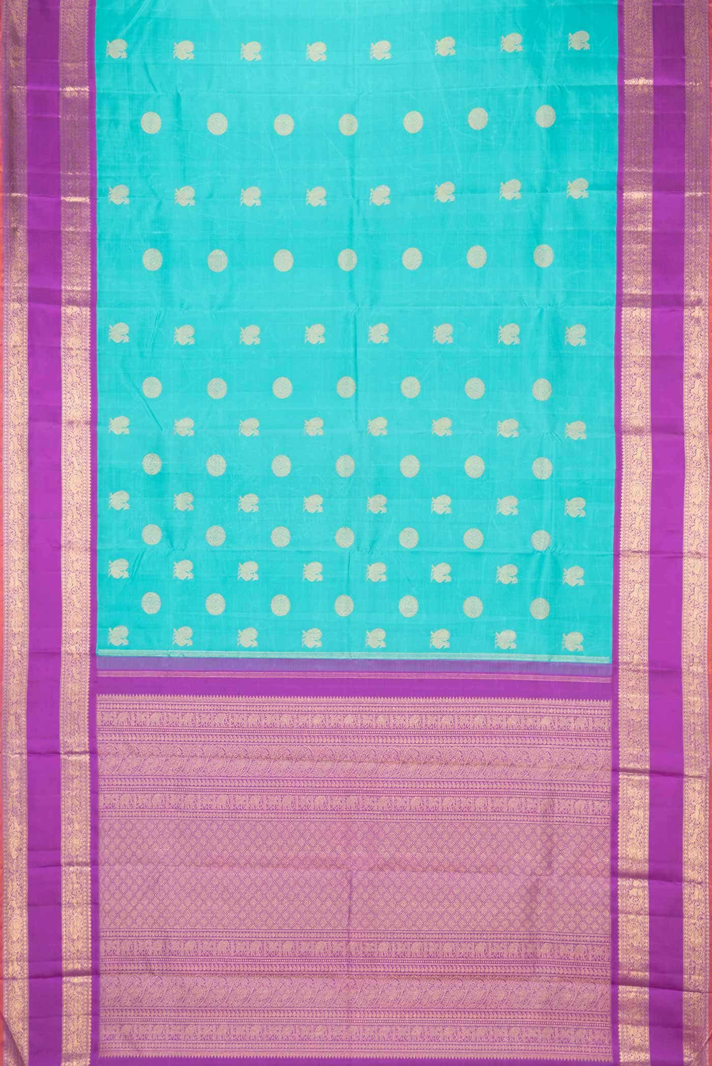 Pure Silk Pure Zari Sky Blue Dual Tone Kanchipuram Saree