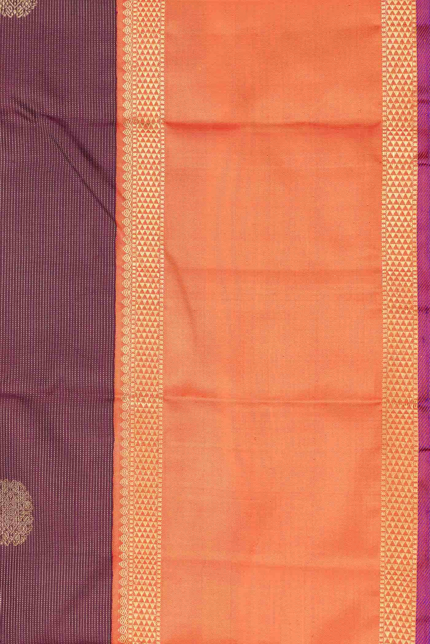 Pure Silk Pure Zari Burgundy Dual Tone Kanchipuram Saree