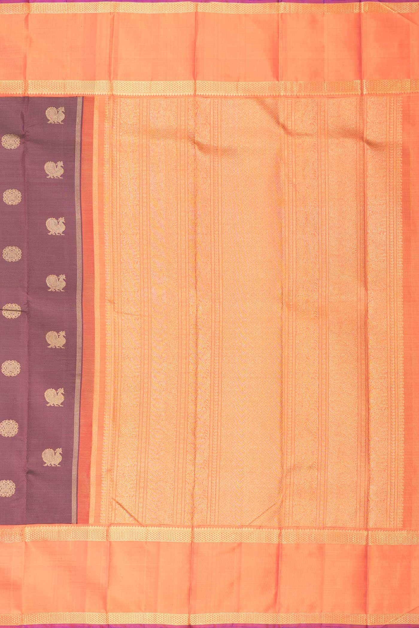 Pure Silk Pure Zari Burgundy Dual Tone Kanchipuram Saree