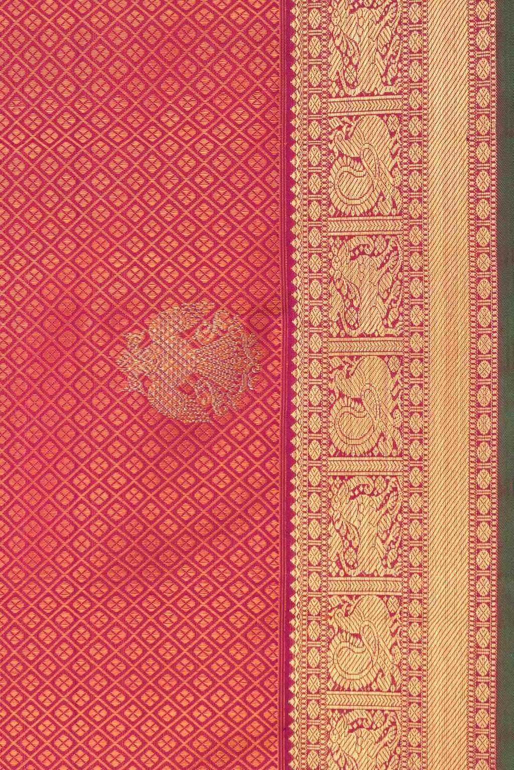 Pure Silk Pure Zari Dark Pink Dual Tone Kanchipuram Saree