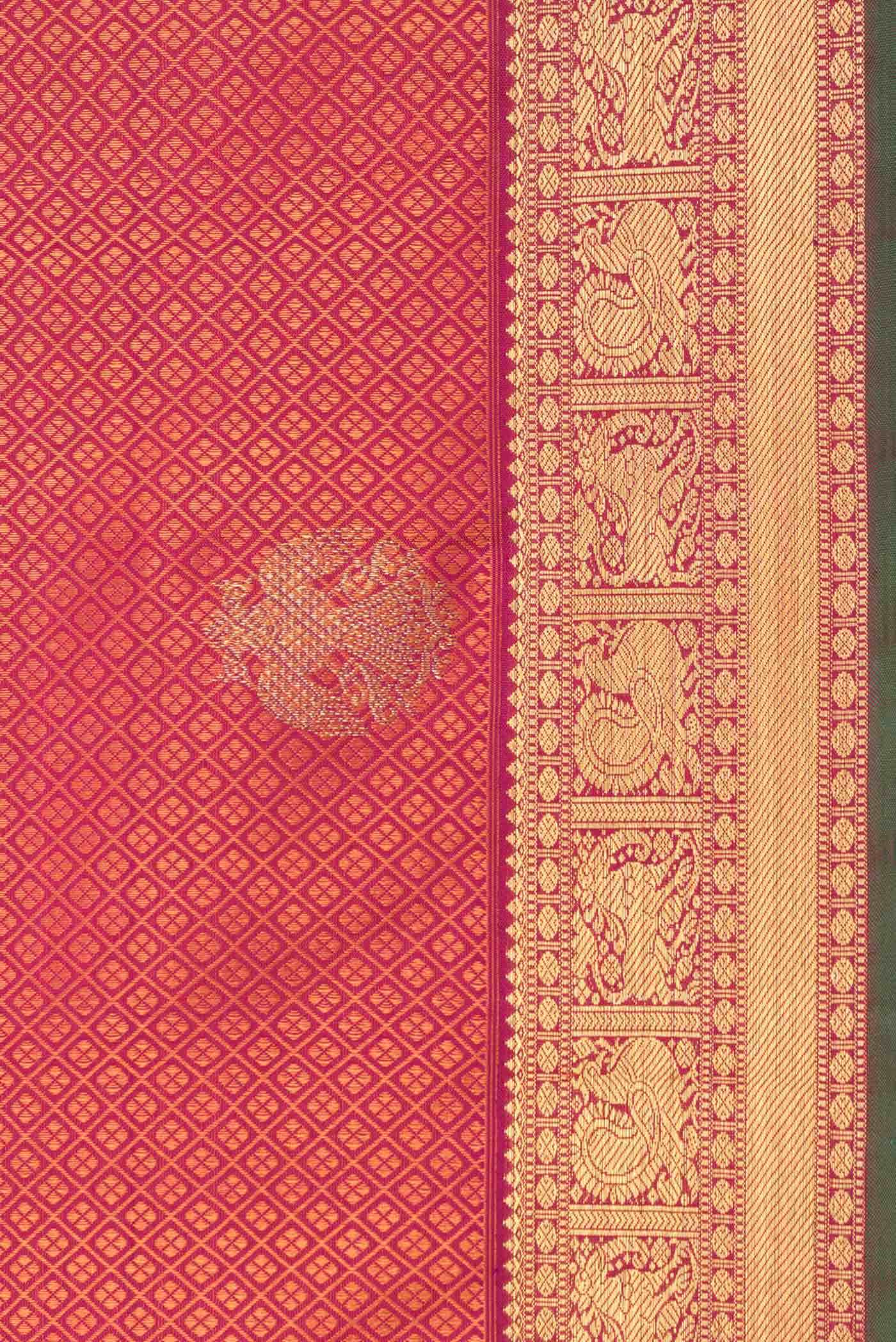 Pure Silk Pure Zari Dark Pink Dual Tone Kanchipuram Saree