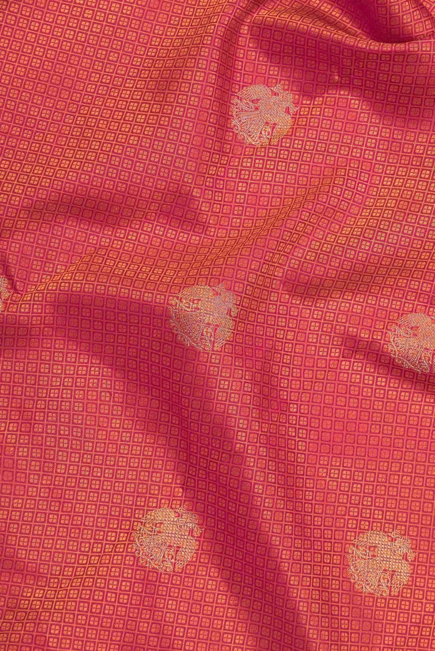 Pure Silk Pure Zari Dark Pink Dual Tone Kanchipuram Saree