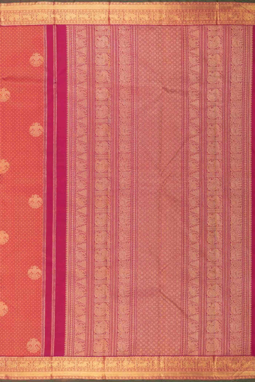 Pure Silk Pure Zari Dark Pink Dual Tone Kanchipuram Saree