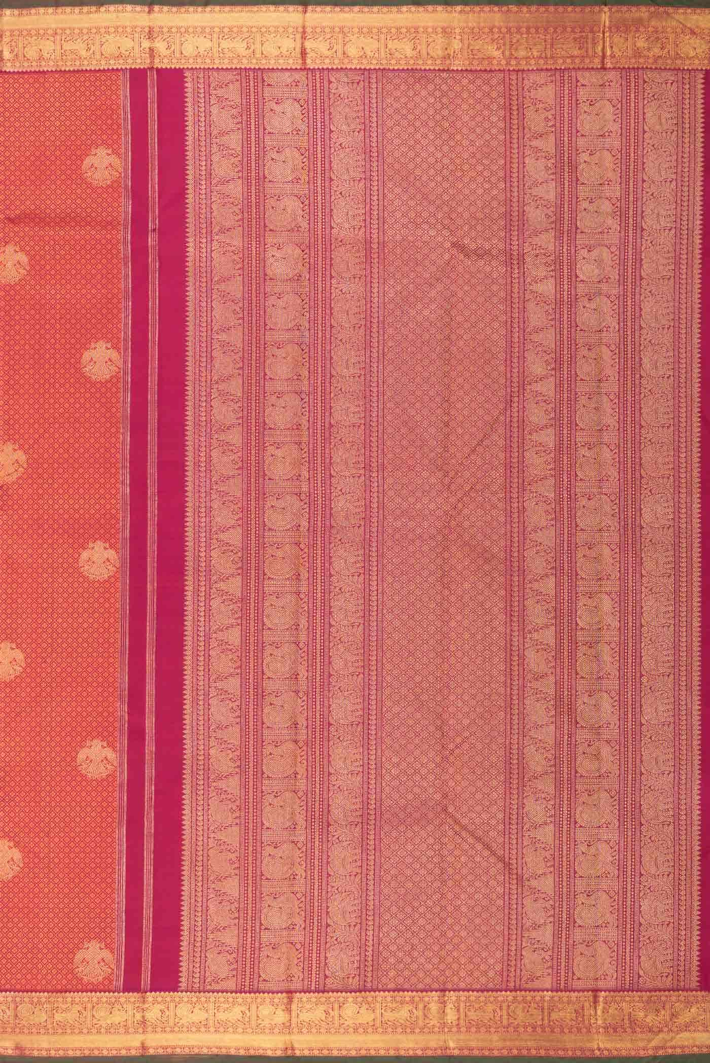 Pure Silk Pure Zari Dark Pink Dual Tone Kanchipuram Saree
