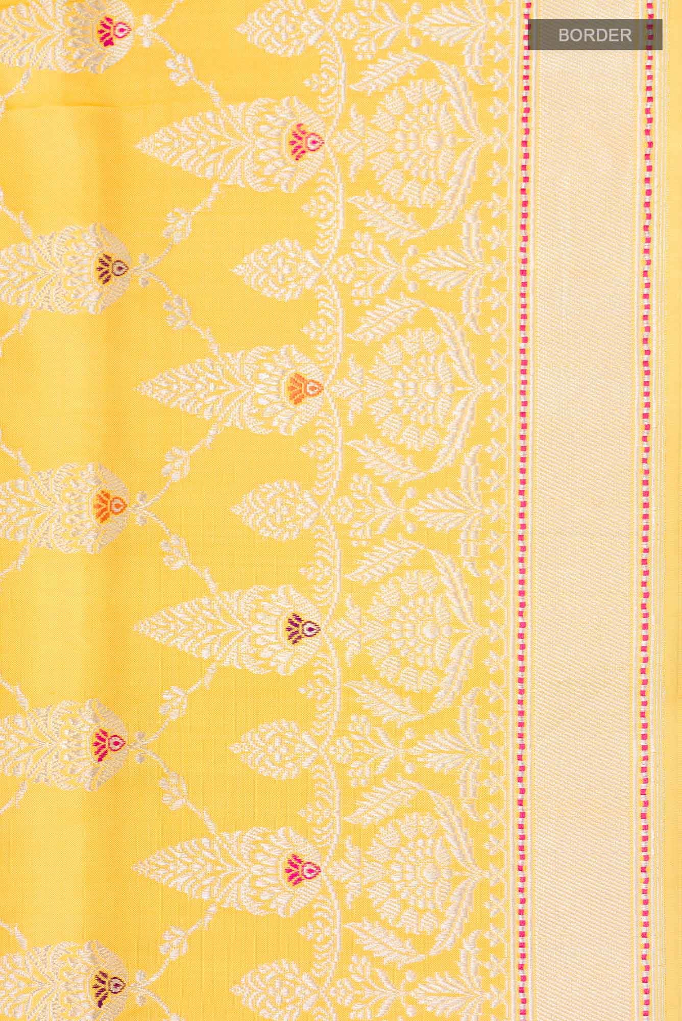 Pure Silk Pure Zari Yellow Banarasi Saree