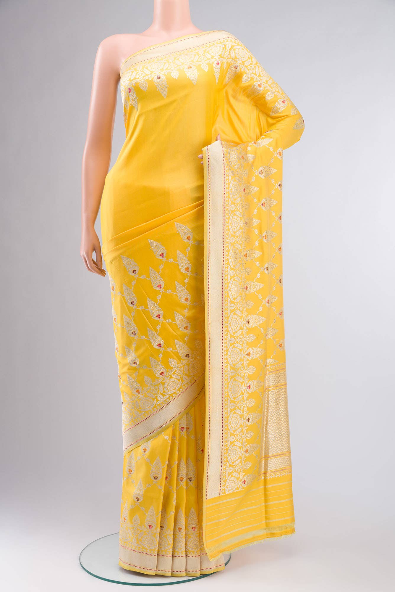Pure Silk Pure Zari Yellow Banarasi Saree