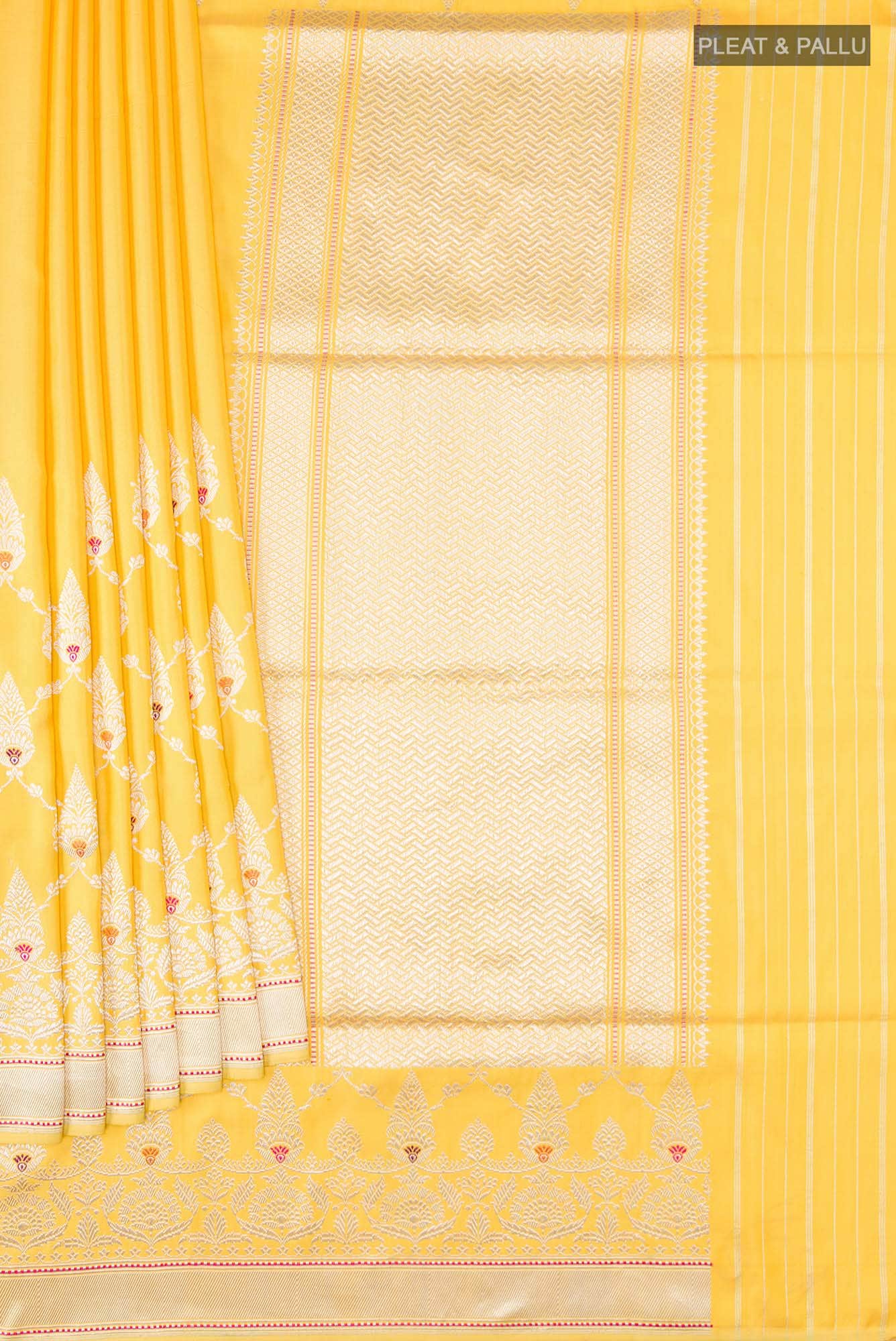 Pure Silk Pure Zari Yellow Banarasi Saree