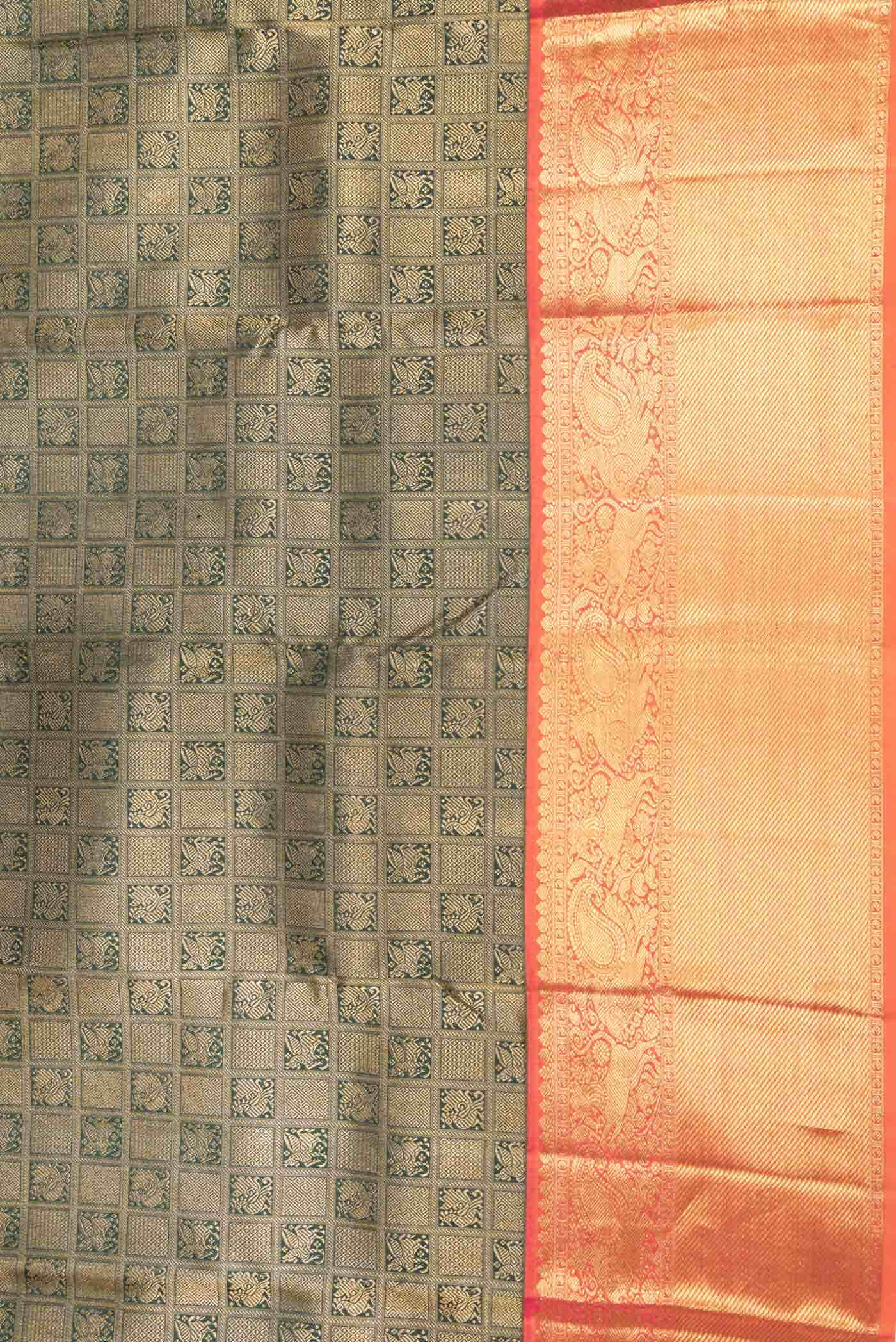 Bottle Green Dual Tone Kanchipuram Silk Saree