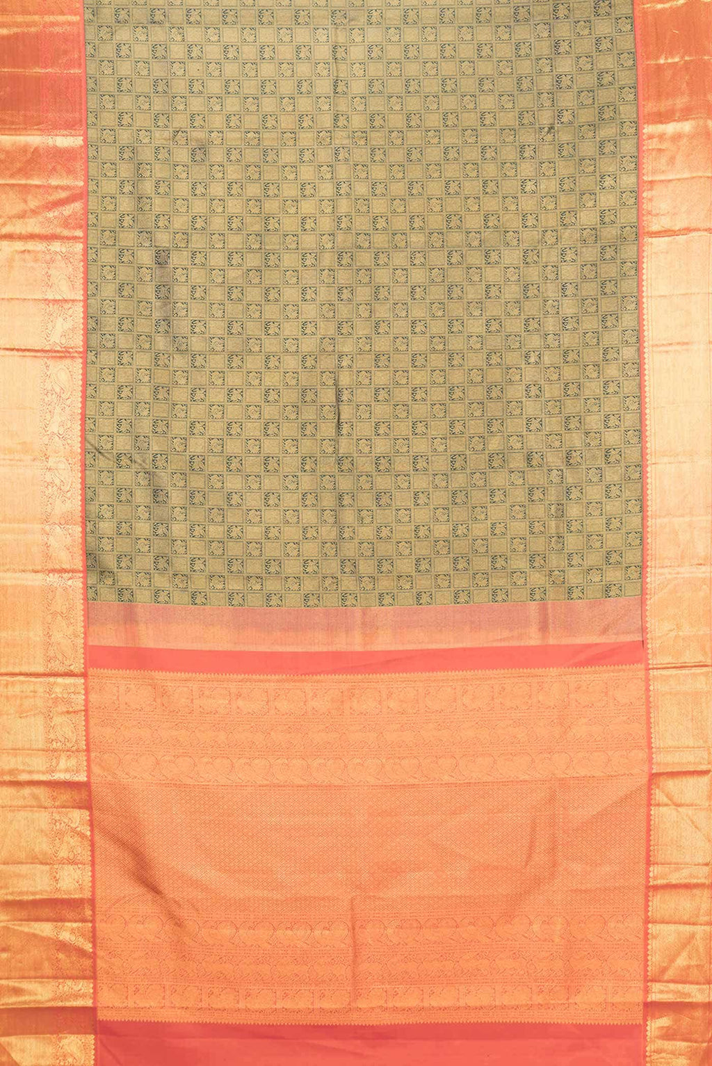 Bottle Green Dual Tone Kanchipuram Silk Saree