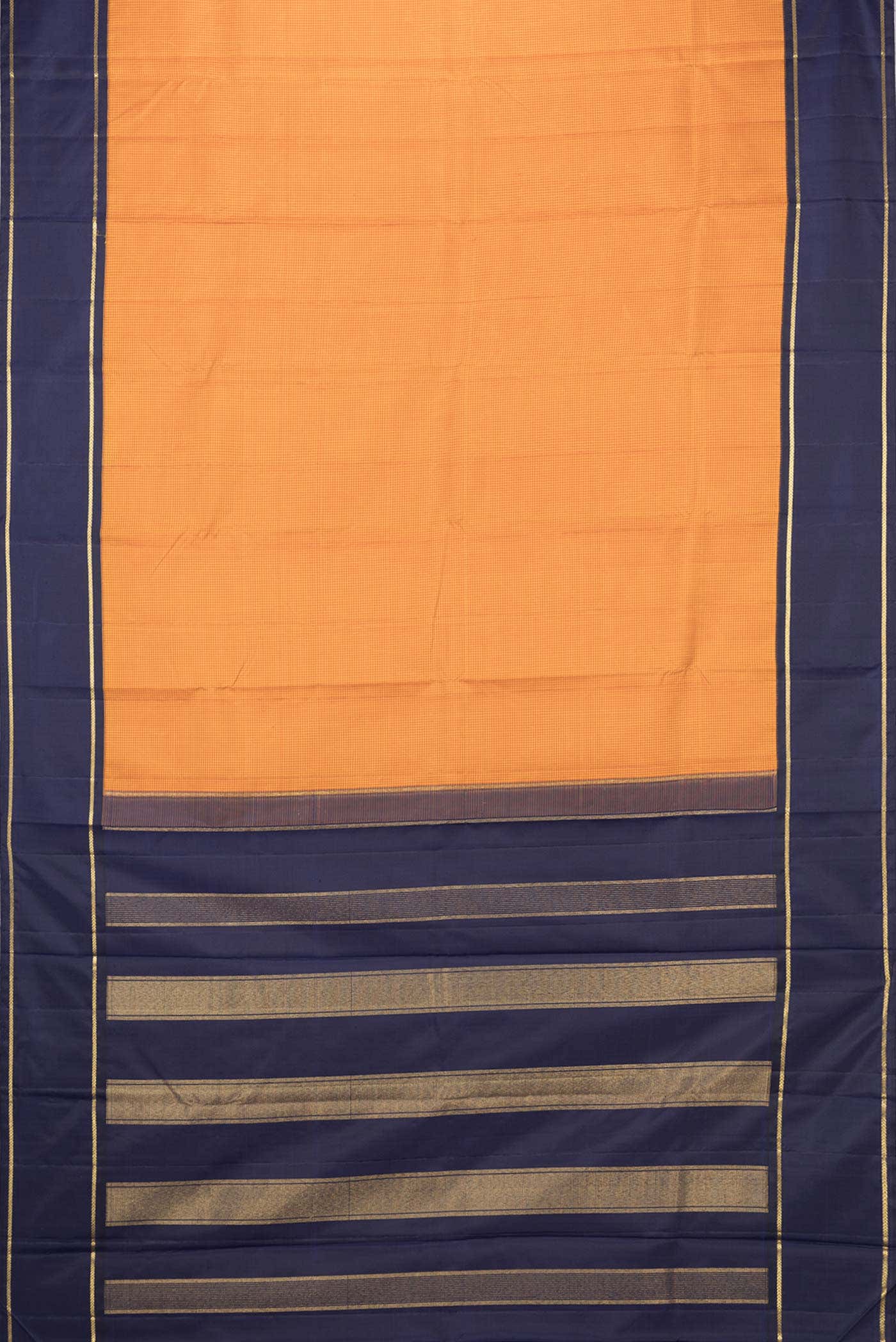 Pure Silk Pure Zari Mustard Dual Tone Kanchipuram Saree
