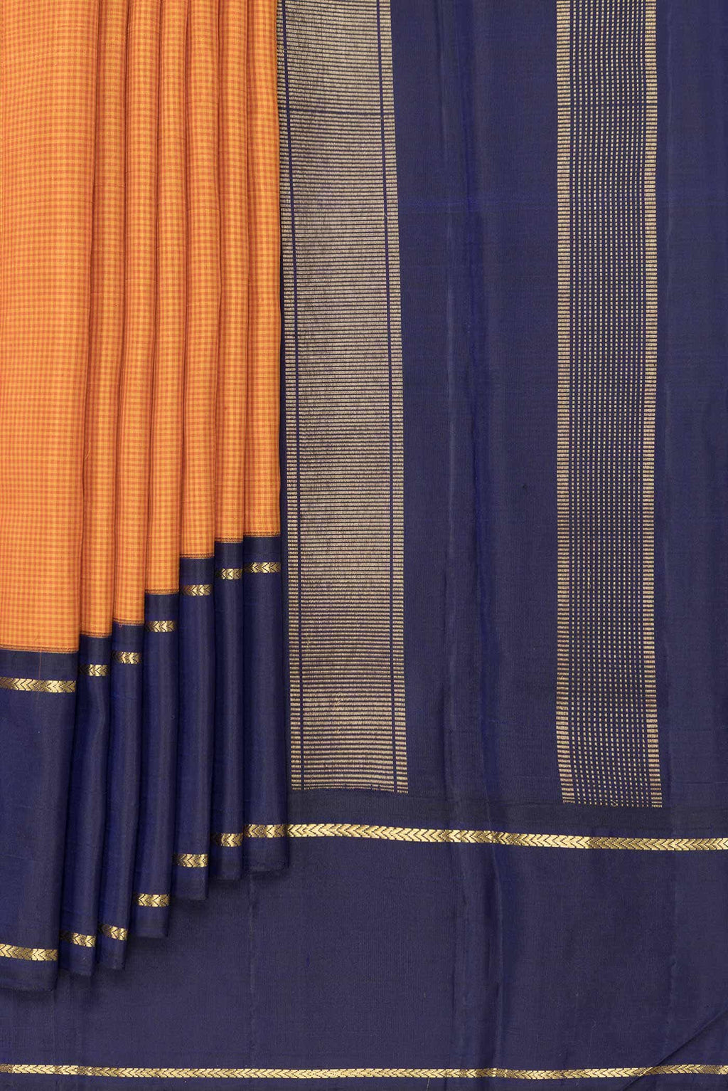 Pure Silk Pure Zari Mustard Dual Tone Kanchipuram Saree