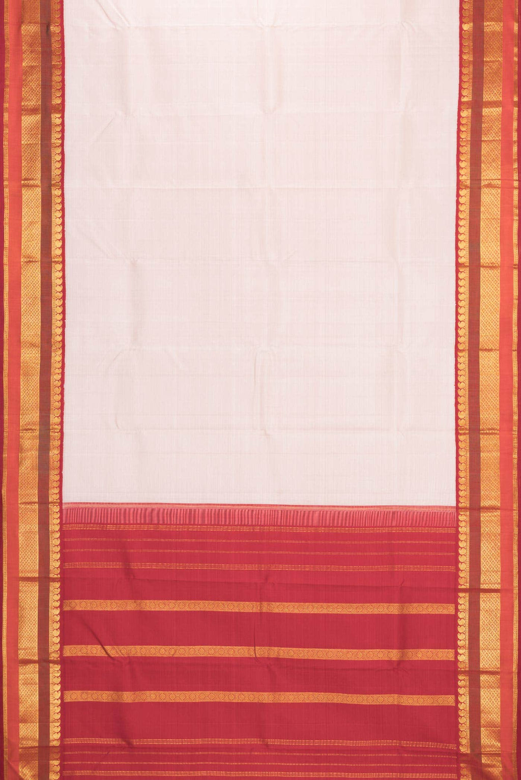 Pure Silk Pure Zari Golden Peach Kanchipuram Saree