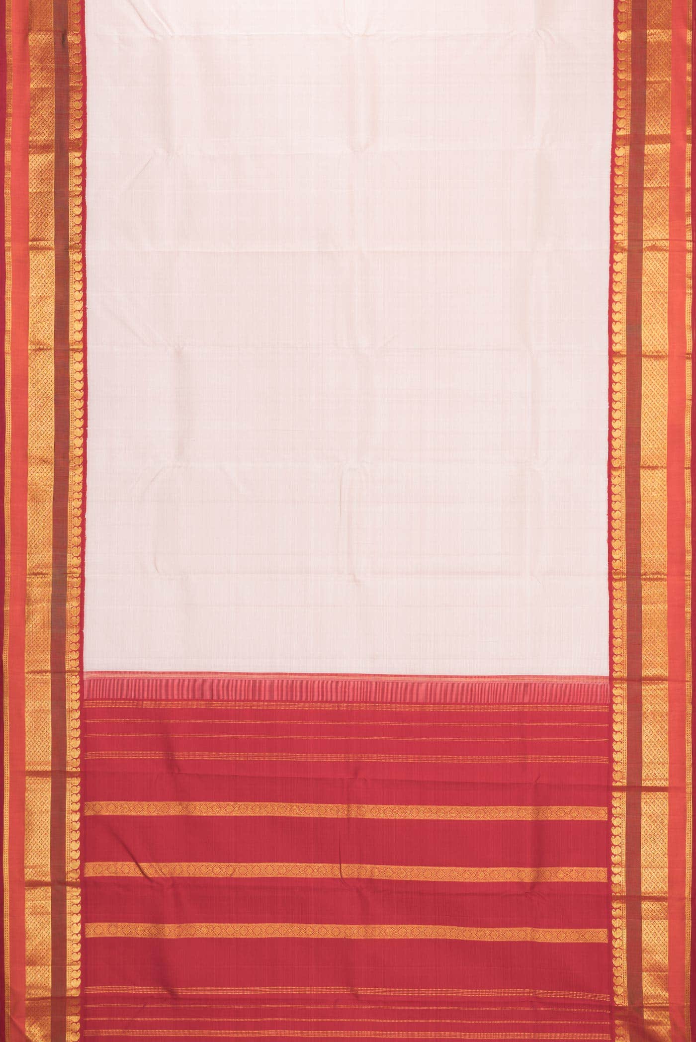 Pure Silk Pure Zari Golden Peach Kanchipuram Saree