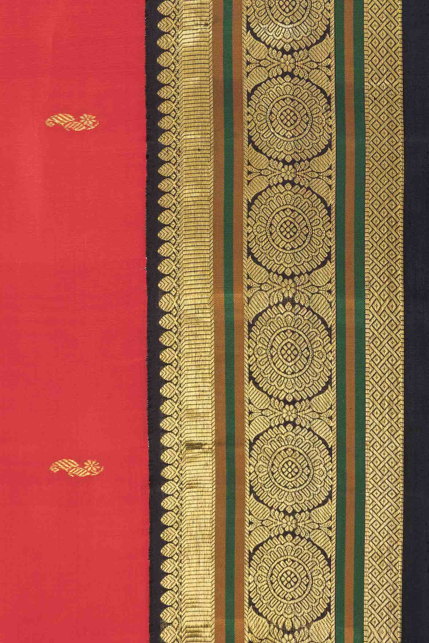 Pure Silk Pure Zari Red Dual Tone Kanchipuram Saree