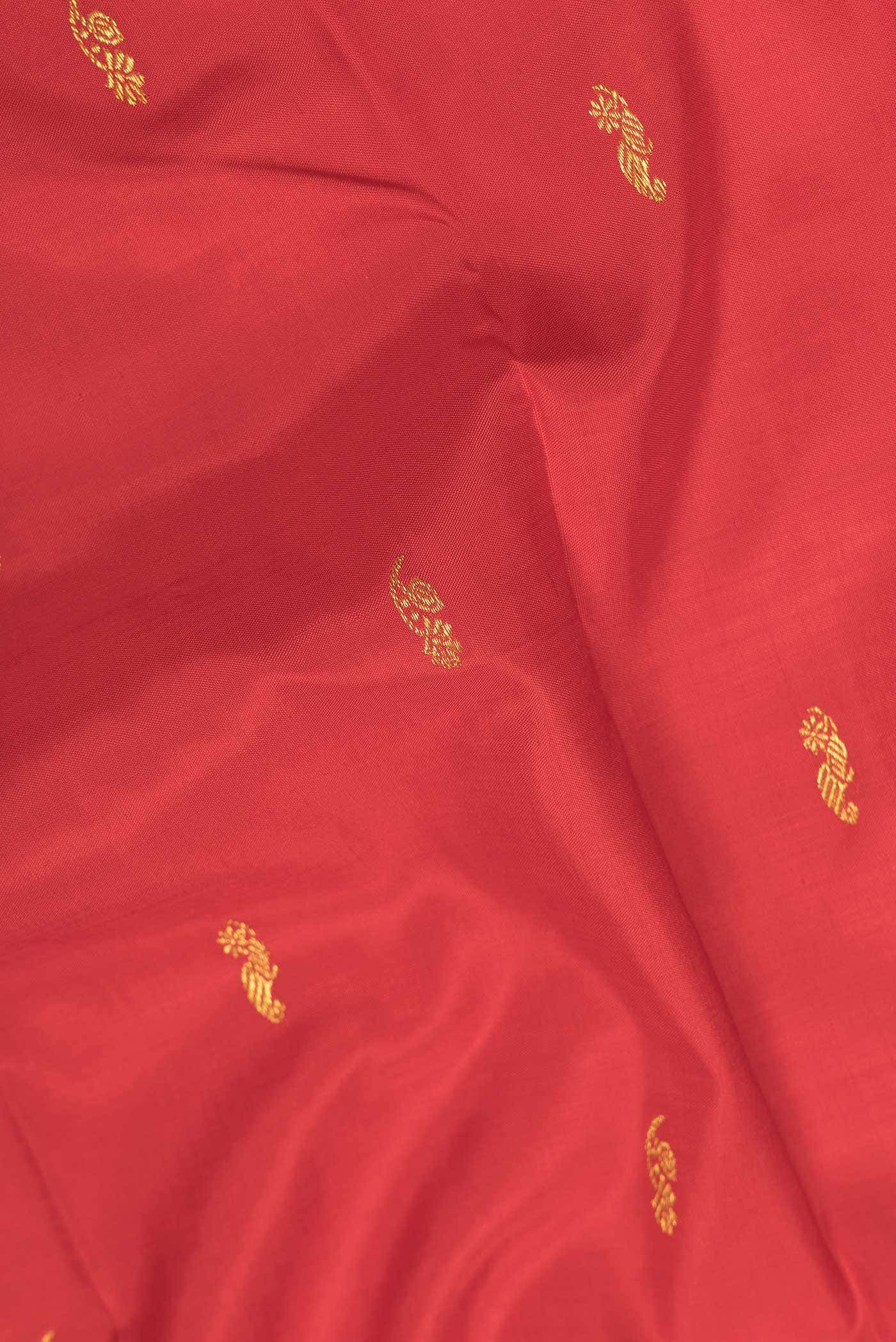 Pure Silk Pure Zari Red Dual Tone Kanchipuram Saree