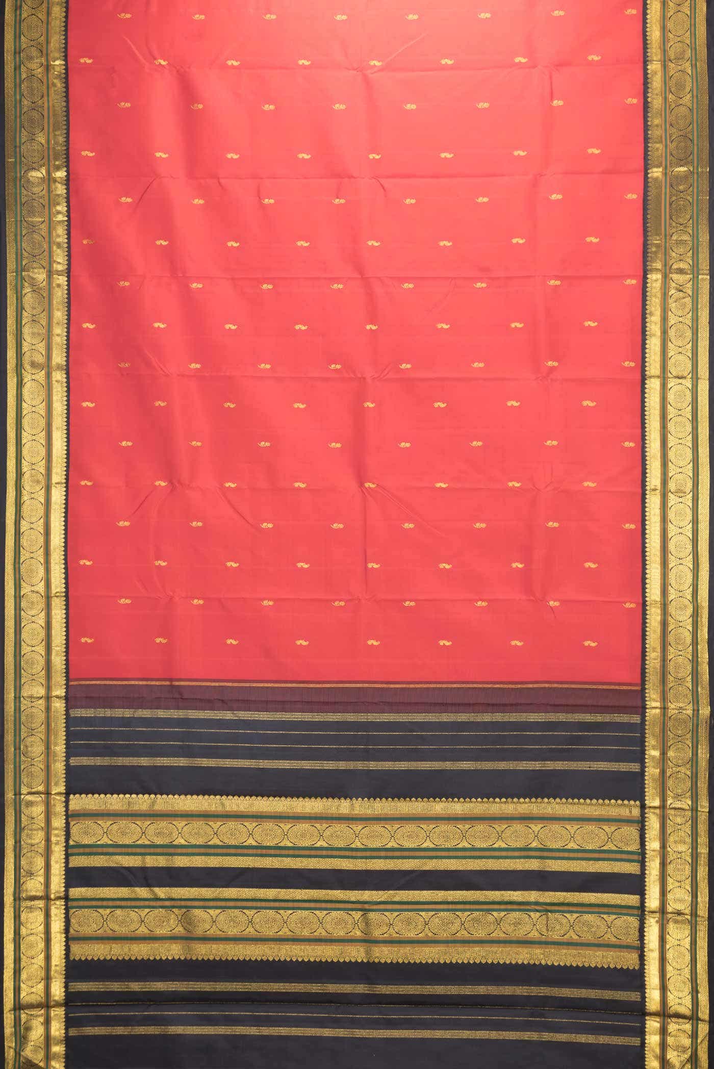 Pure Silk Pure Zari Red Dual Tone Kanchipuram Saree