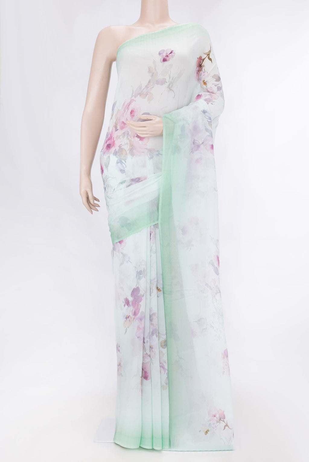 Light Green Dual Tone Mysore Chiffon Saree