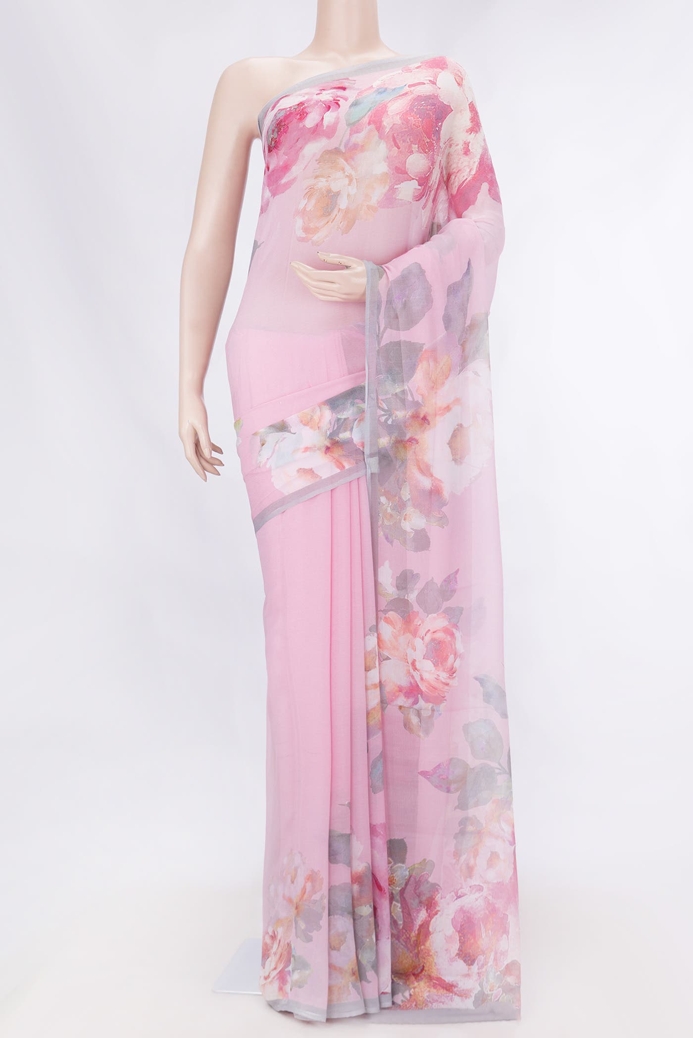 Pink Dual Tone Mysore Chiffon Saree