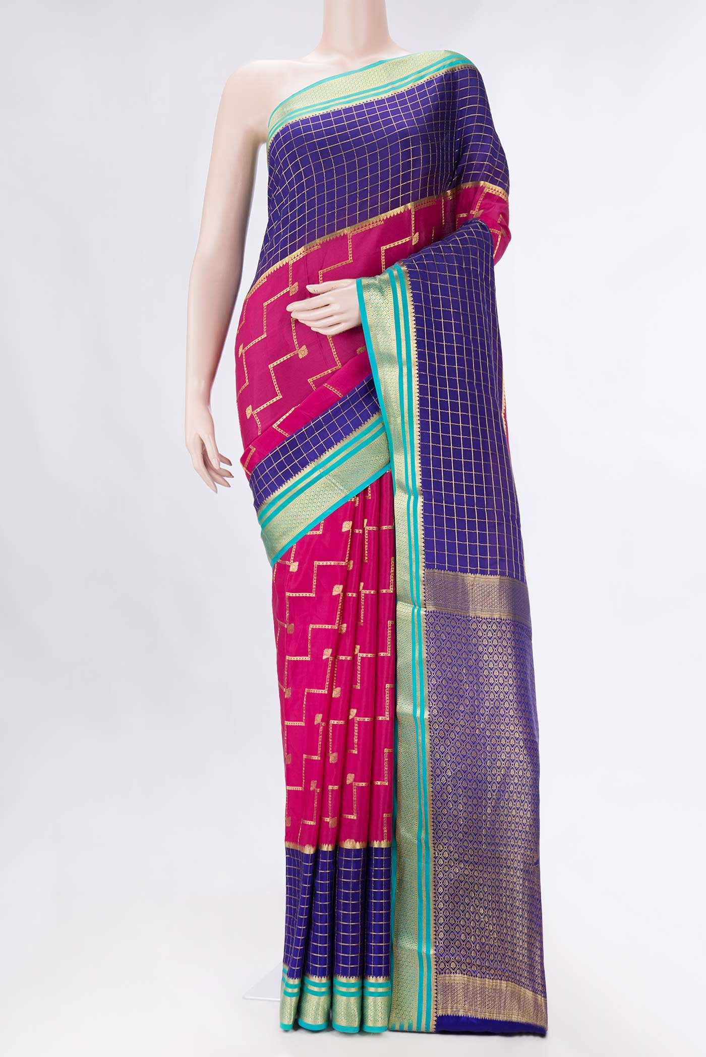 Pink Dual Tone Mysore Crepe Saree