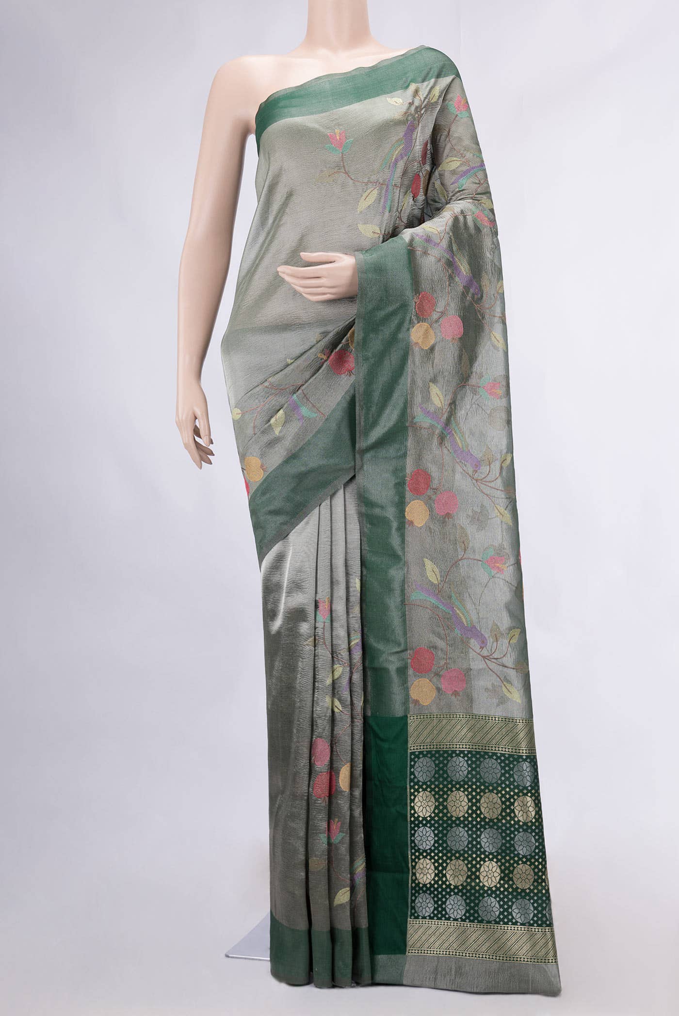 Grey Dual Tone Kota Silk Saree