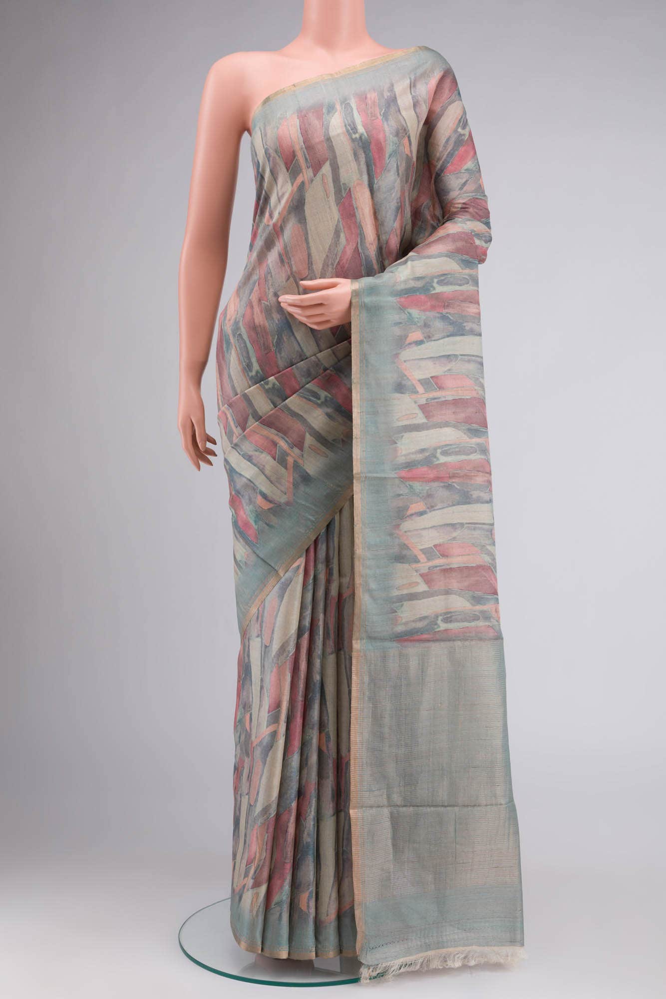 Blue Bhagalpuri Tussar Silk Saree