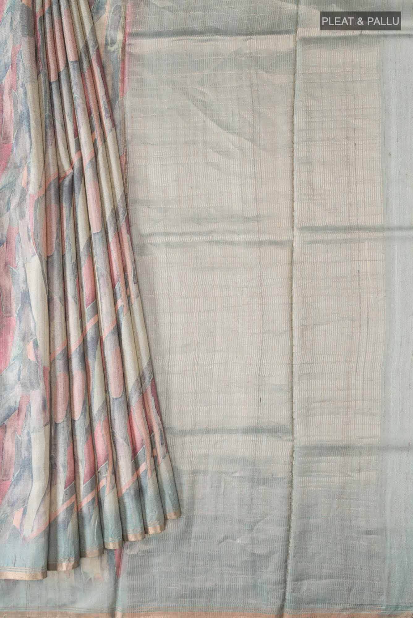 Blue Bhagalpuri Tussar Silk Saree